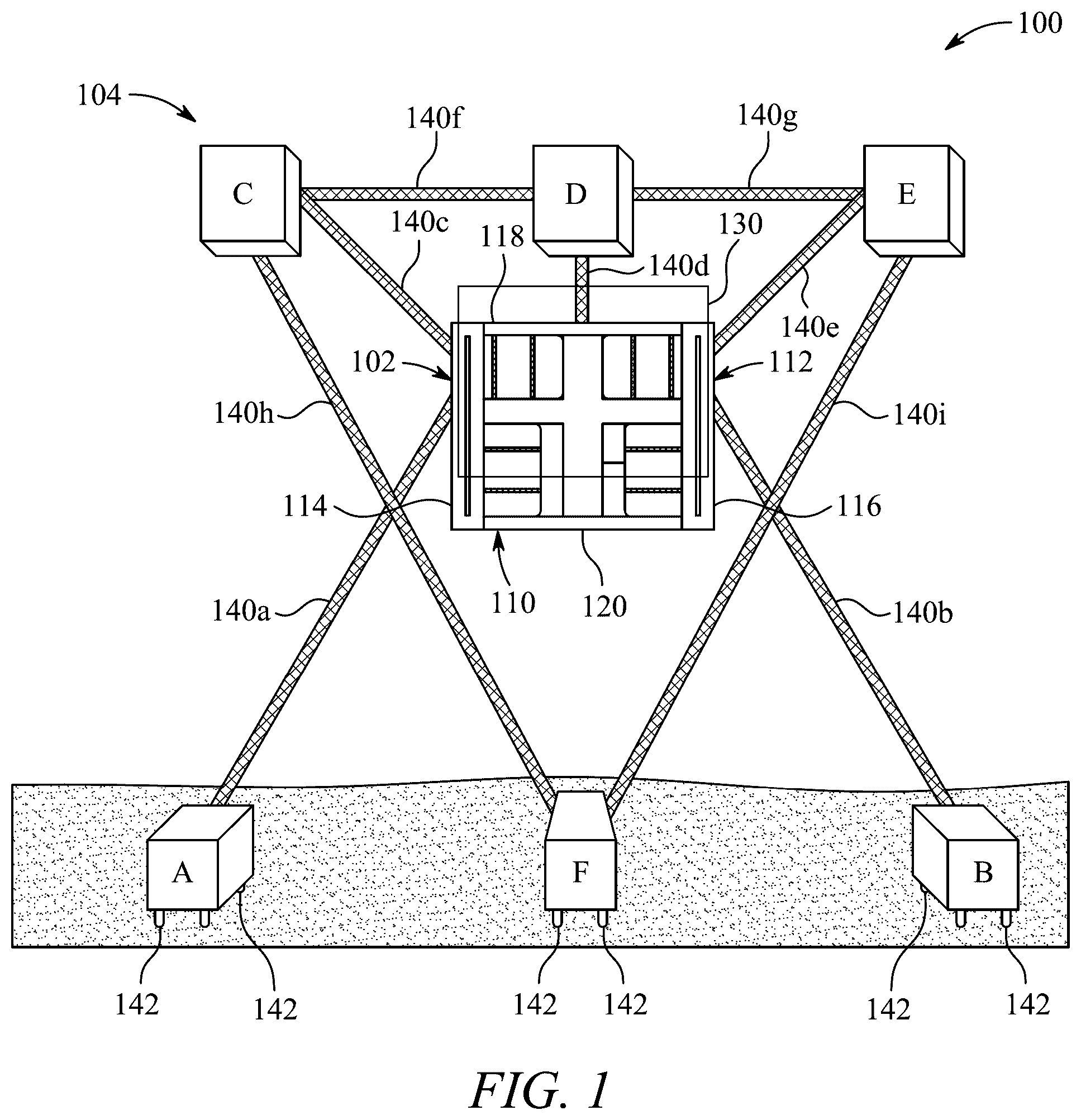 Patent US12323091 Figure 1 – Floating structure for eco-adaptive floating photovoltaic system