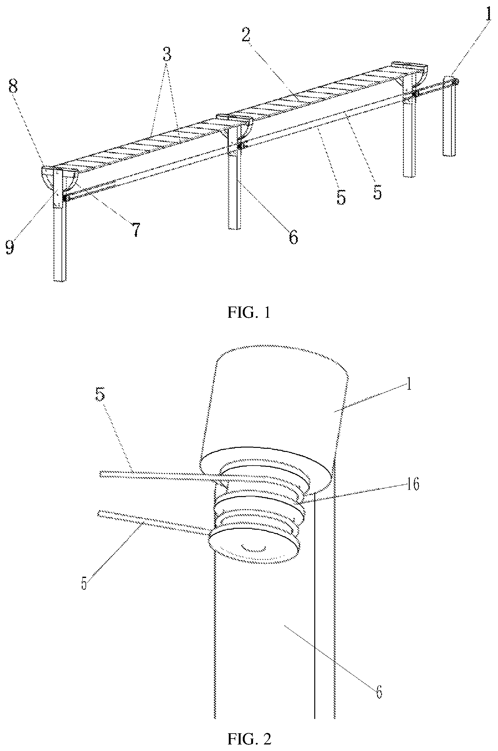 Patent US12323092 Figure 1 – Tracking type flexible photovoltaic bracket