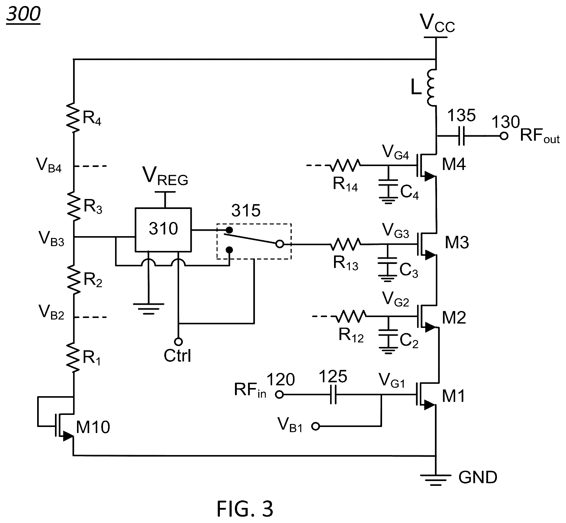 Patent US12323105 Figure 3 – Standby voltage condition for fast RF amplifier bias recovery