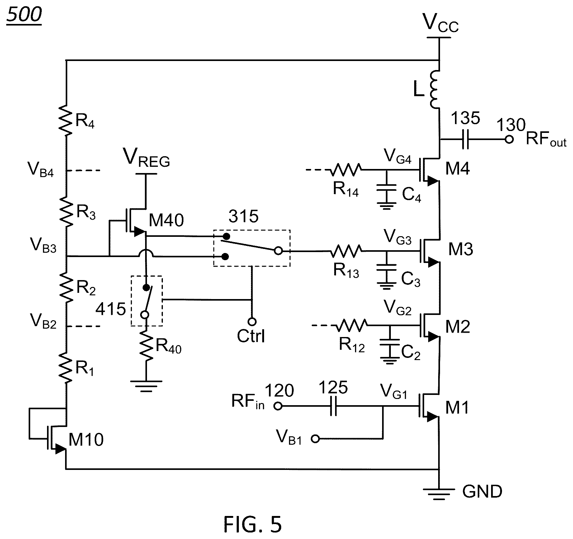 Patent US12323105 Figure 5 – Standby voltage condition for fast RF amplifier bias recovery