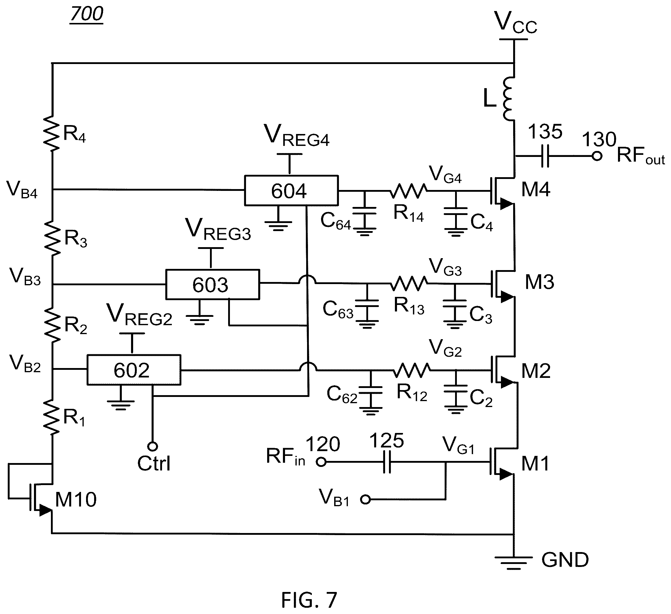 Patent US12323105 Figure 7 – Standby voltage condition for fast RF amplifier bias recovery
