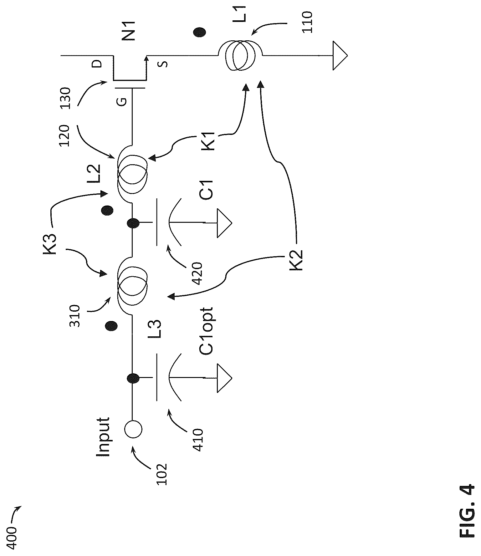 Patent US12323108 Figure 4 – Low noise amplifier topology