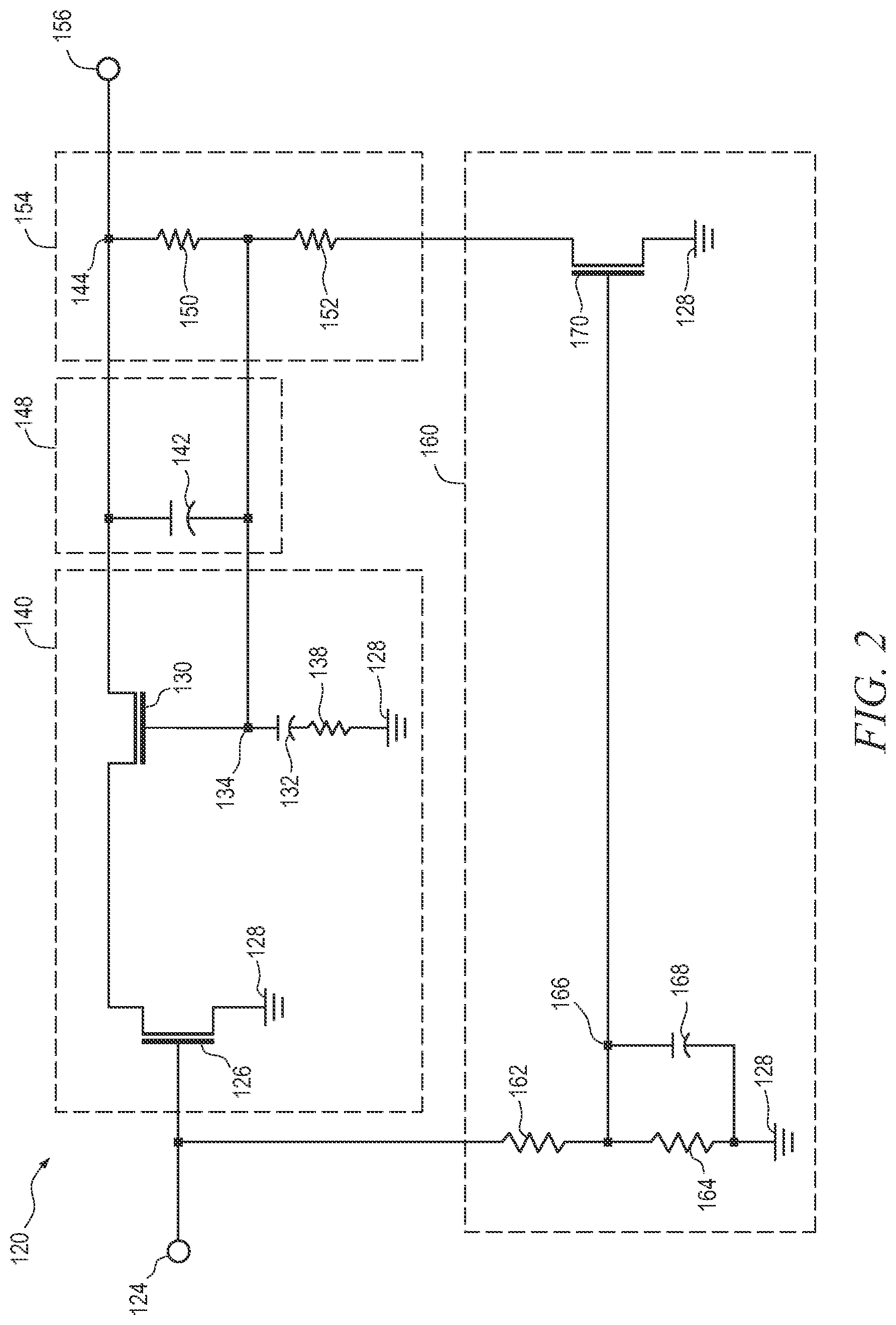 Patent US12323113 Figure 2 – Circuit and method of shutdown for bias network in high voltage amplifier