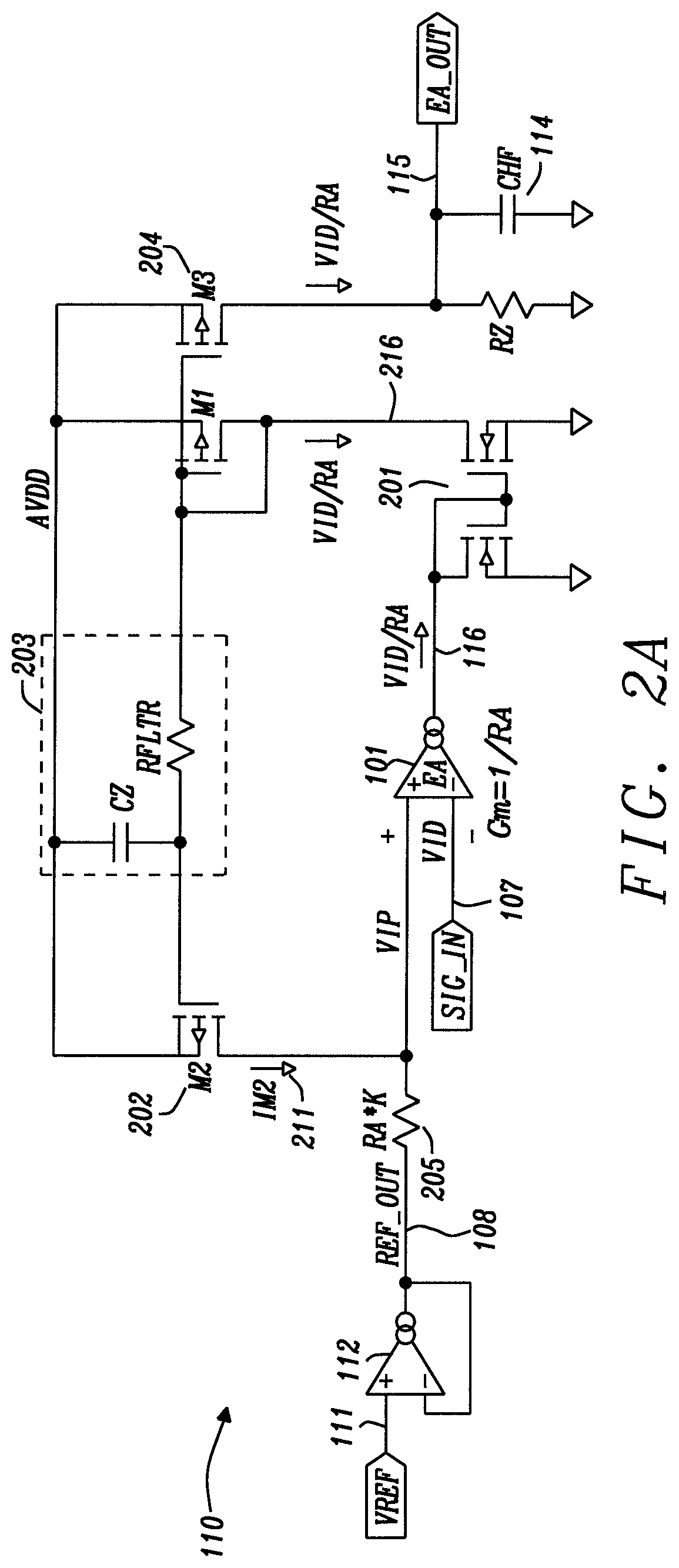 Patent US12323116 Figure 2 – Broadband amplifier with DC gain error correction