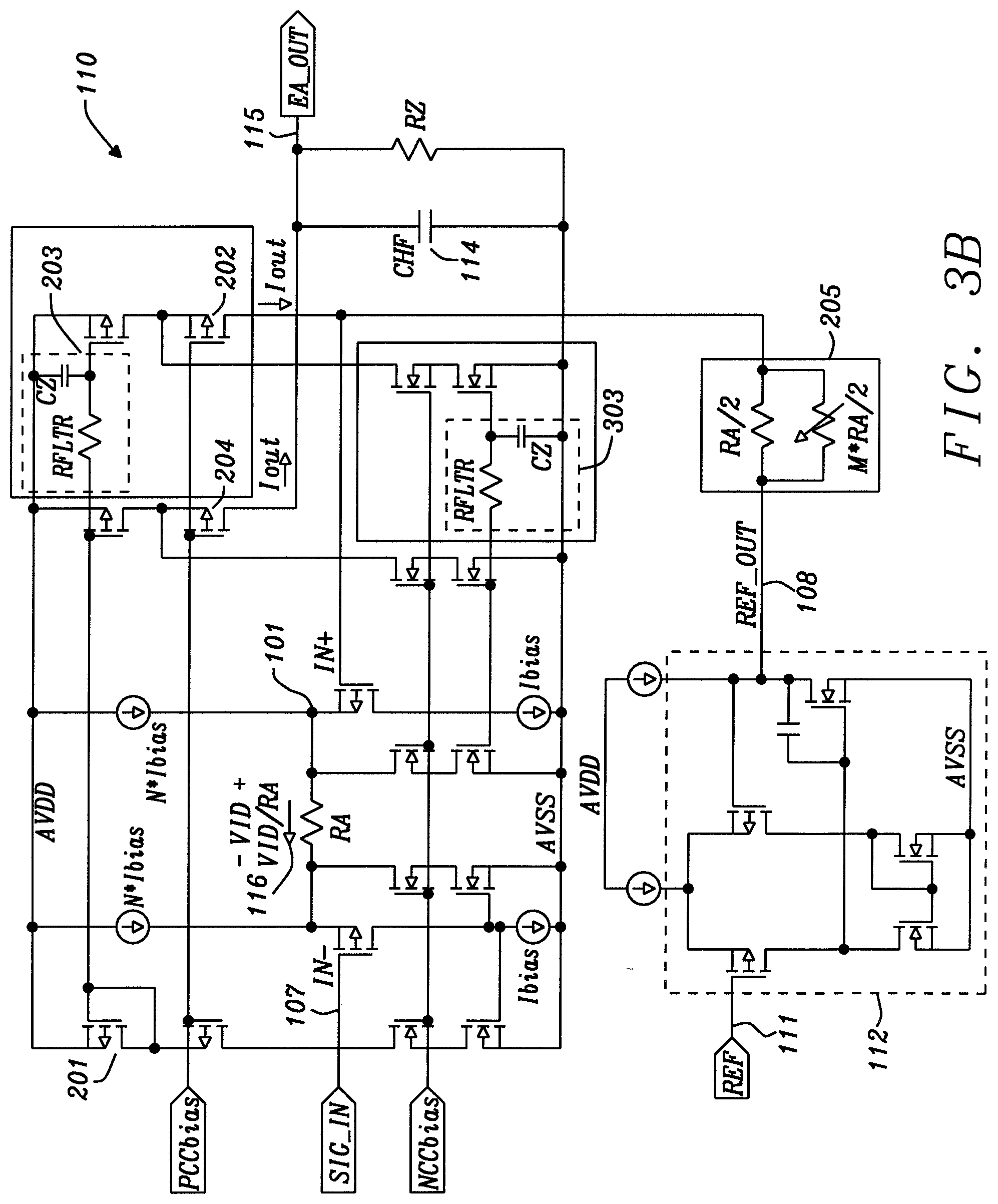 Patent US12323116 Figure 5 – Broadband amplifier with DC gain error correction