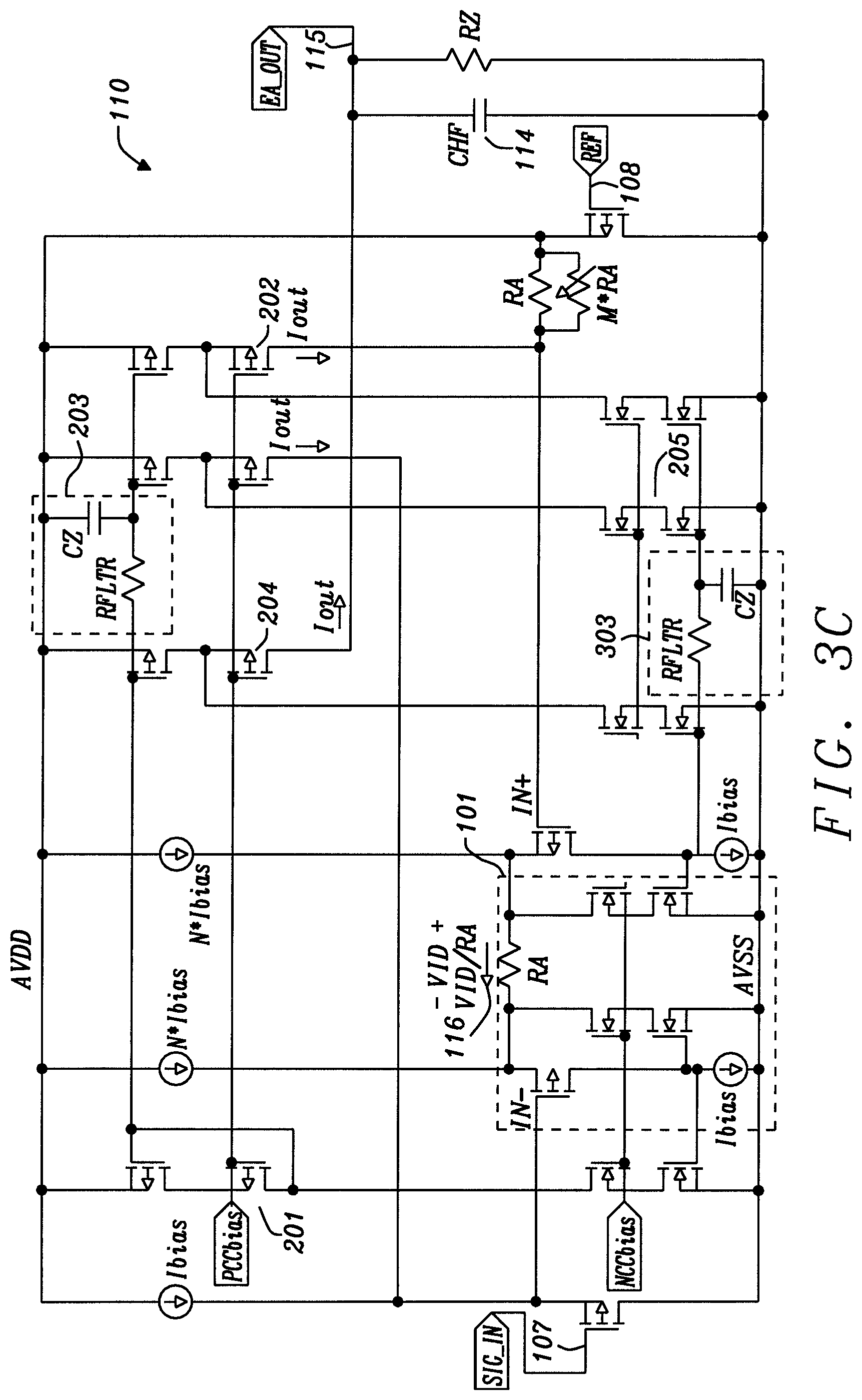 Patent US12323116 Figure 6 – Broadband amplifier with DC gain error correction