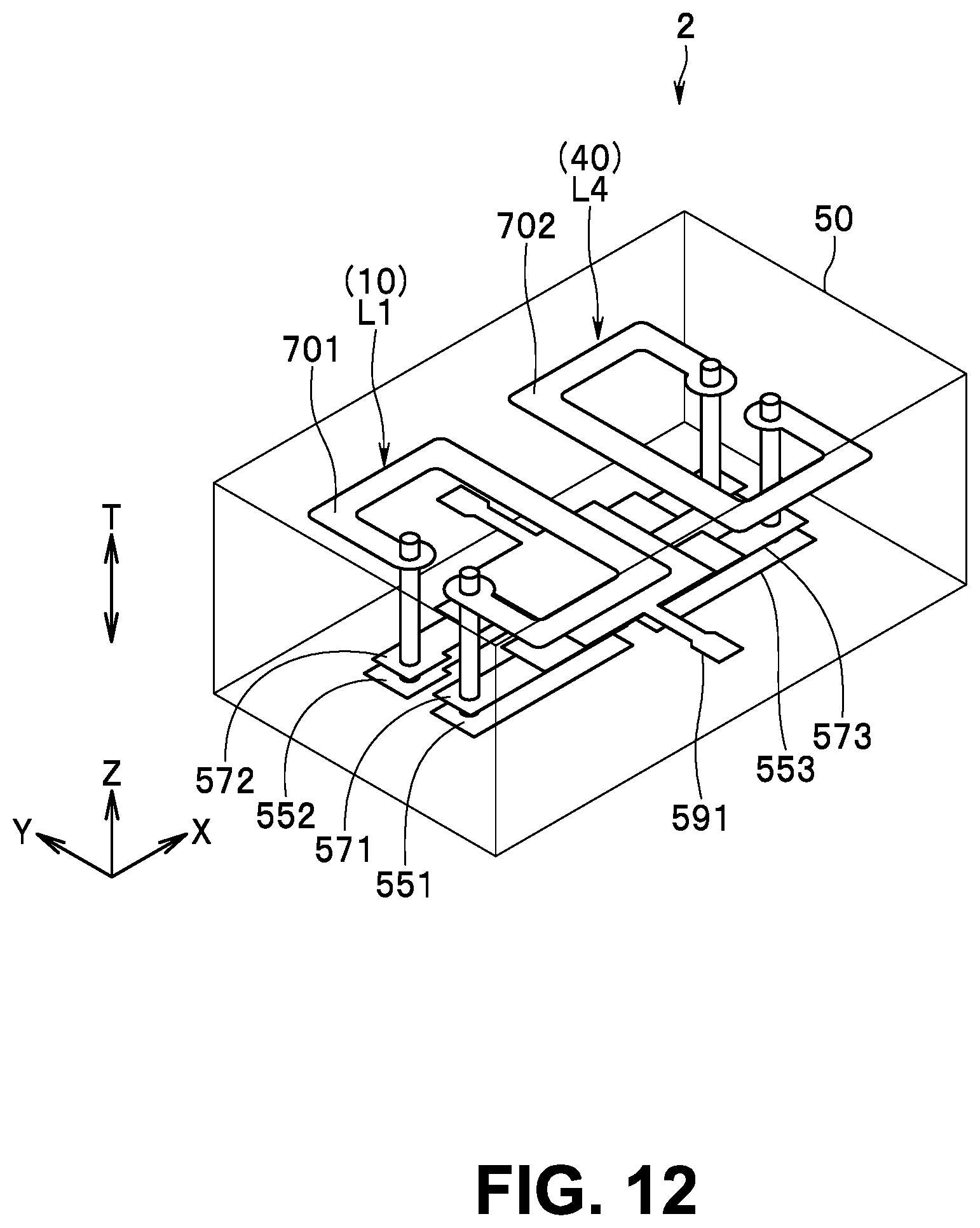 Patent US12323122 Figure 12 – Filter circuit and multilayered filter device