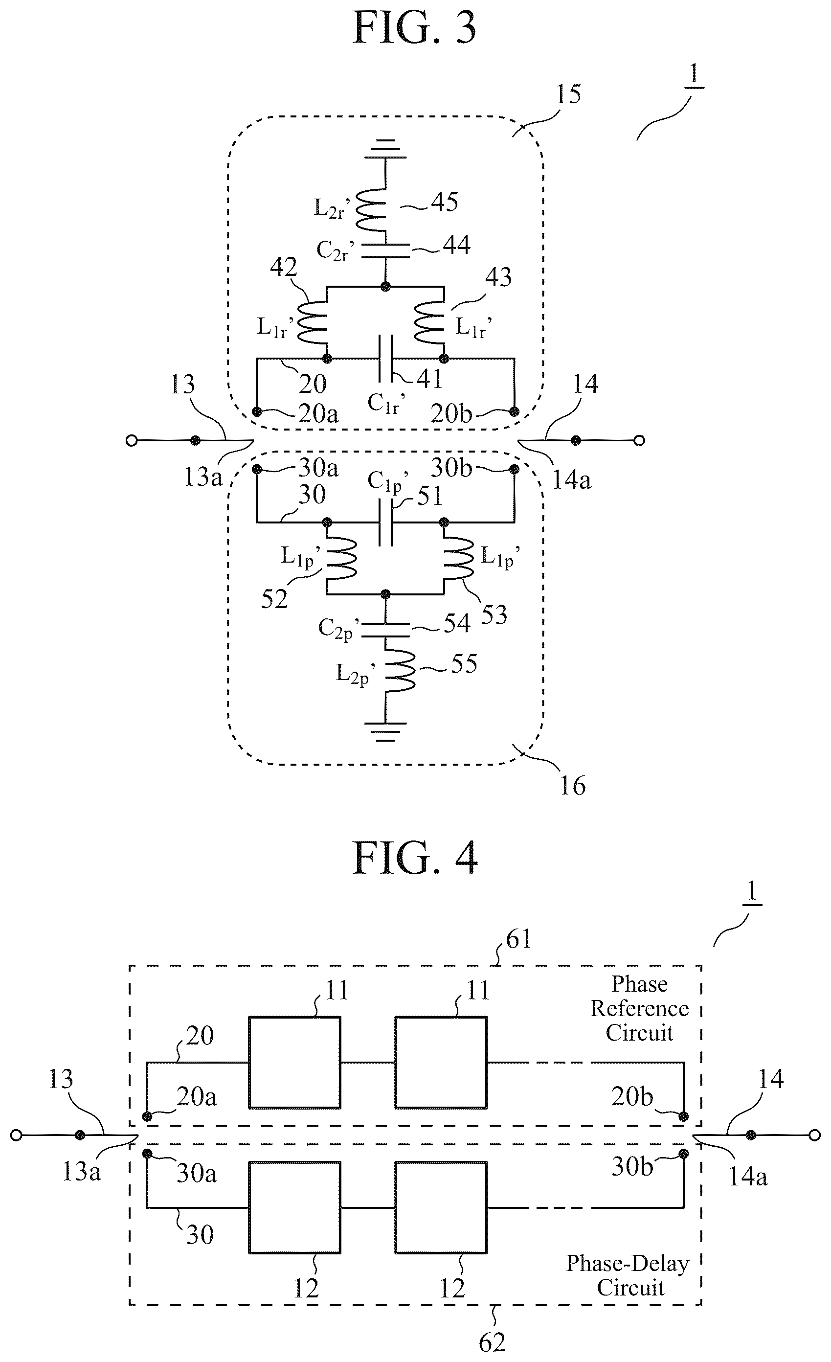Patent US12323123 Figure 3 – Phase shifter comprising selectable first and second all-pass filters, where the all-pass filters include capacitors and inductors of determined values to achieve impedance matching