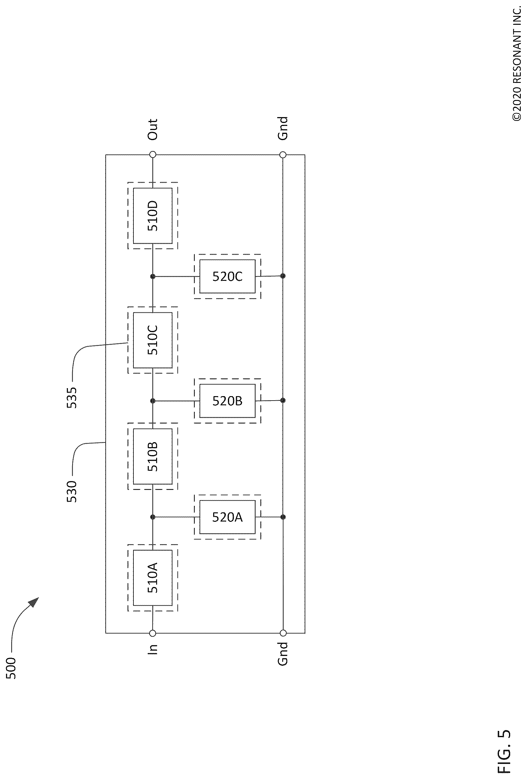 Patent US12323125 Figure 5 – Symmetric transversely-excited film bulk acoustic resonators with reduced spurious modes