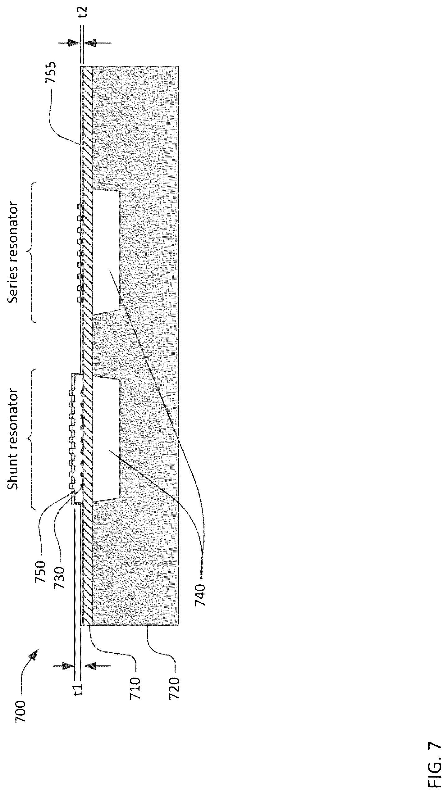 Patent US12323130 Figure 7 – Transversely-excited film bulk acoustic resonator with controlled conductor sidewall angles