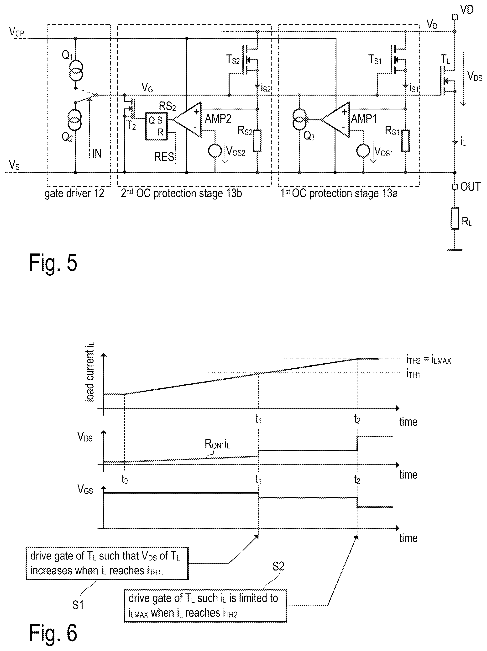 Patent US12323135 Figure 3 – High-side semiconductor switch with over-current protection