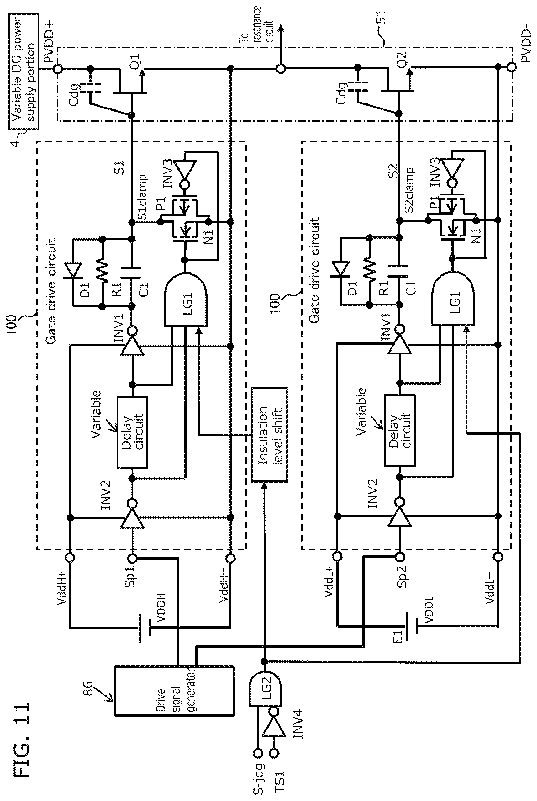 Patent US12323137 Figure 12 – Gate drive circuit, gate drive device, high-frequency power supply device, and system