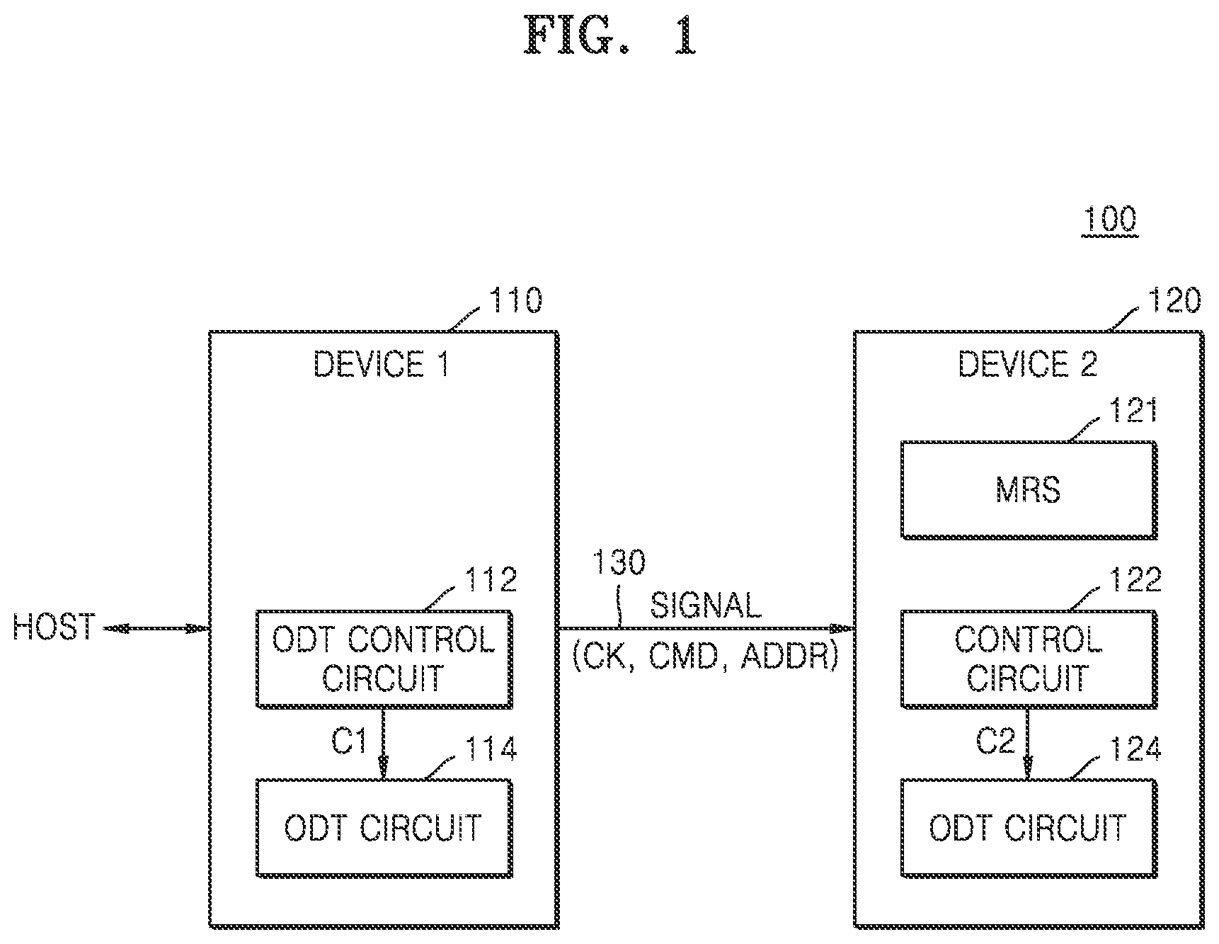 Patent US12323139 Figure 1 – Apparatus, memory device and method for storing parameter codes for asymmetric on-die-termination