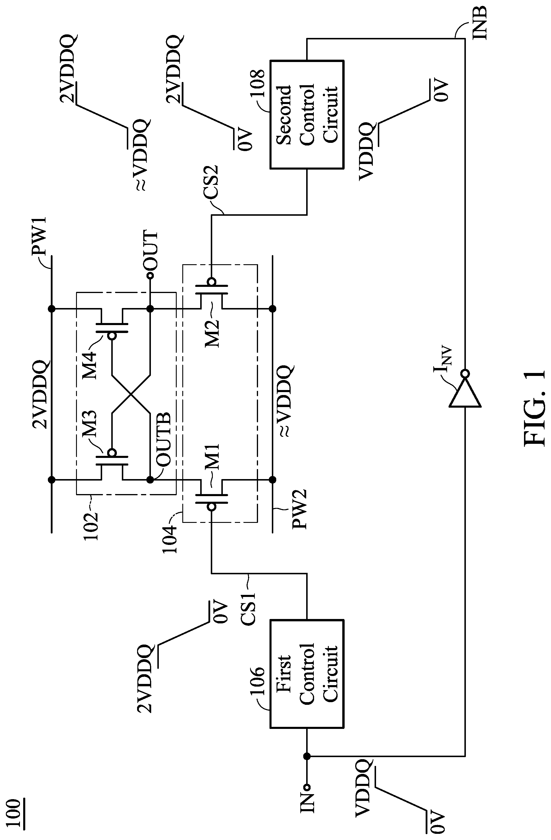 Patent US12323141 Figure 1 – Level shifter