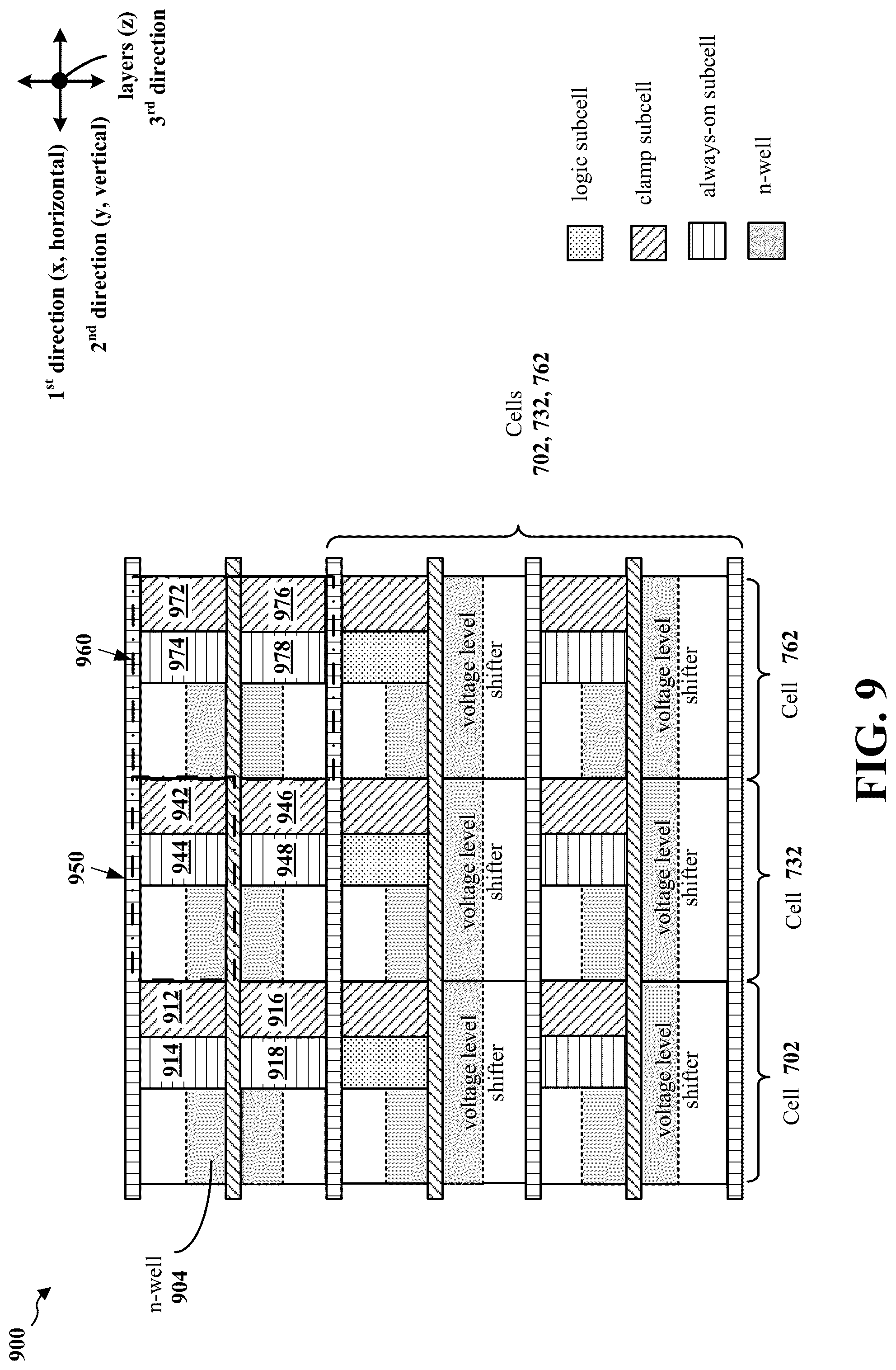 Patent US12323142 Figure 9 – Integrated power management cells for gate all around technologies