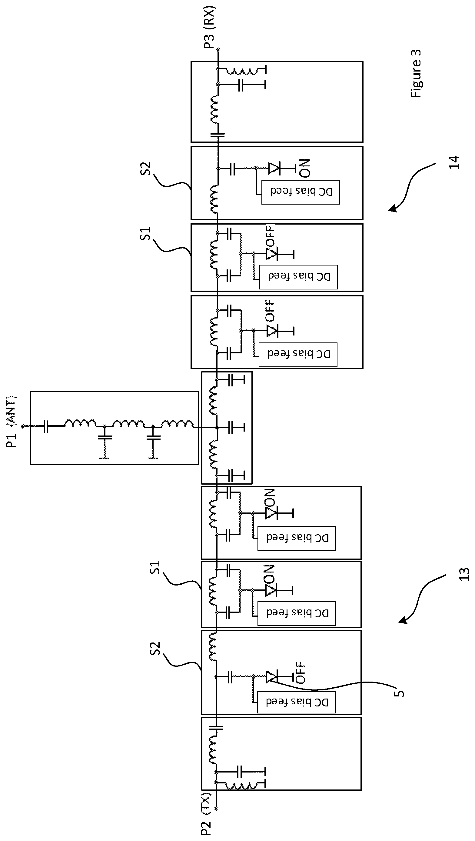 Patent US12323147 Figure 3 – Single-pole double-throw radio-frequency switch topology