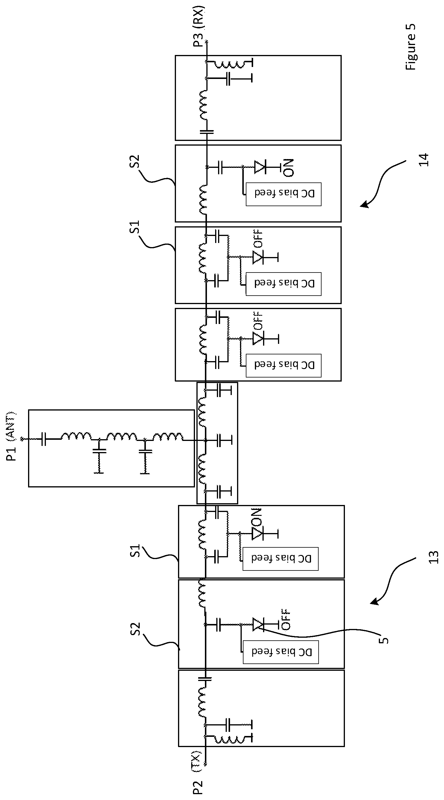 Patent US12323147 Figure 5 – Single-pole double-throw radio-frequency switch topology