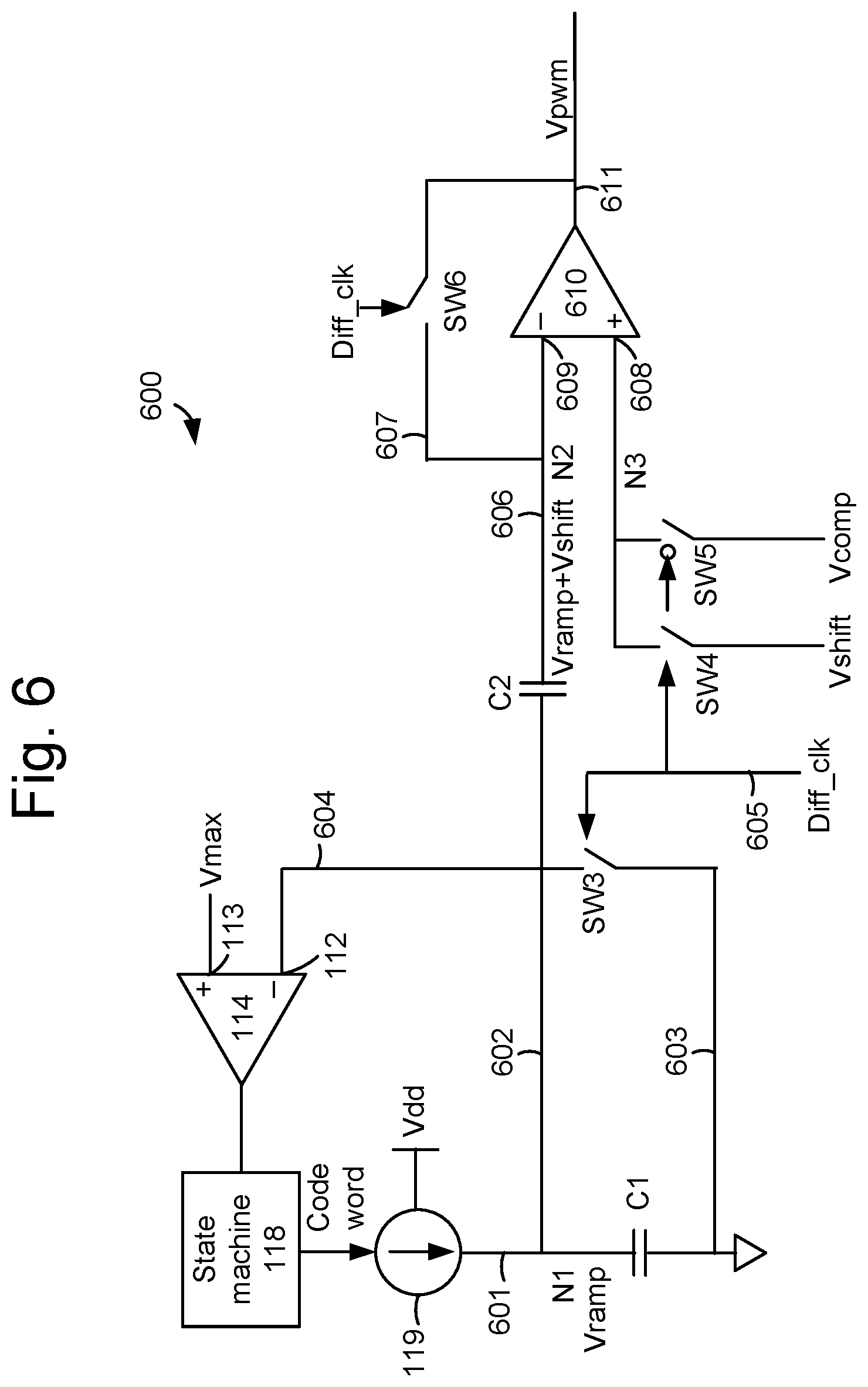 Patent US12323150 Figure 7 – Digitally calibrated sawtooth generator for PWM based buck converters