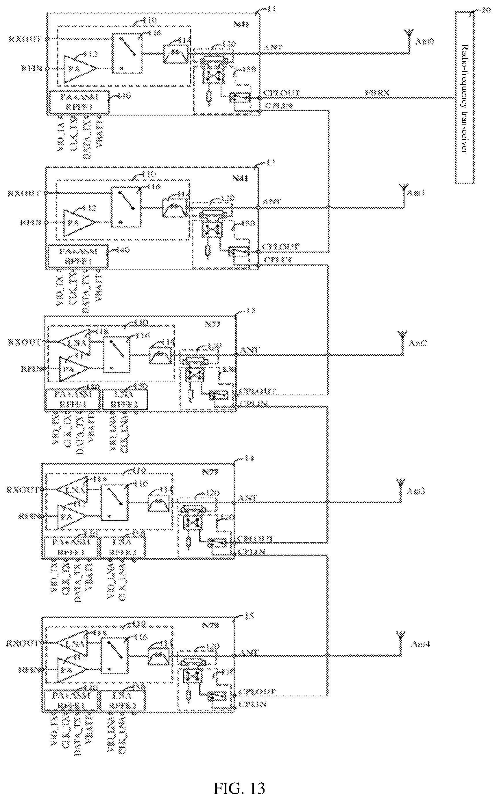 Patent US12323170 Figure 10 – Radio-frequency PA Mid device, radio-frequency system and communication device