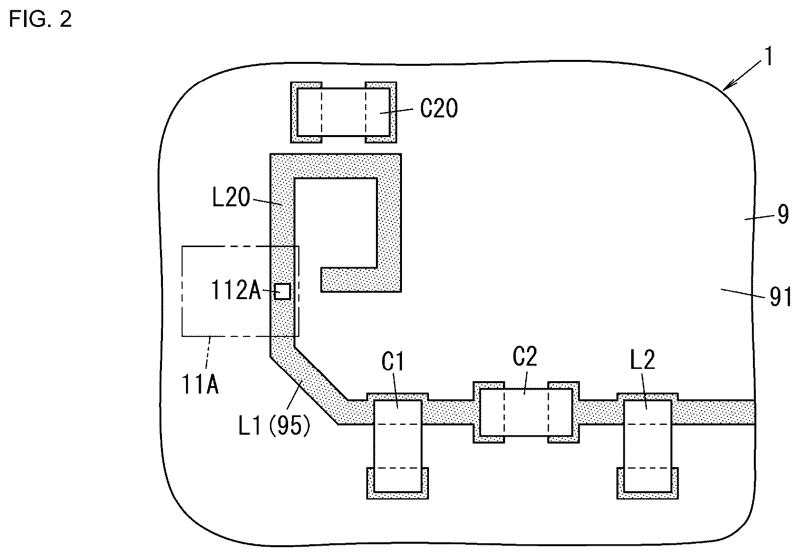 Patent US12323171 Figure 2 – Radio frequency module and communication device