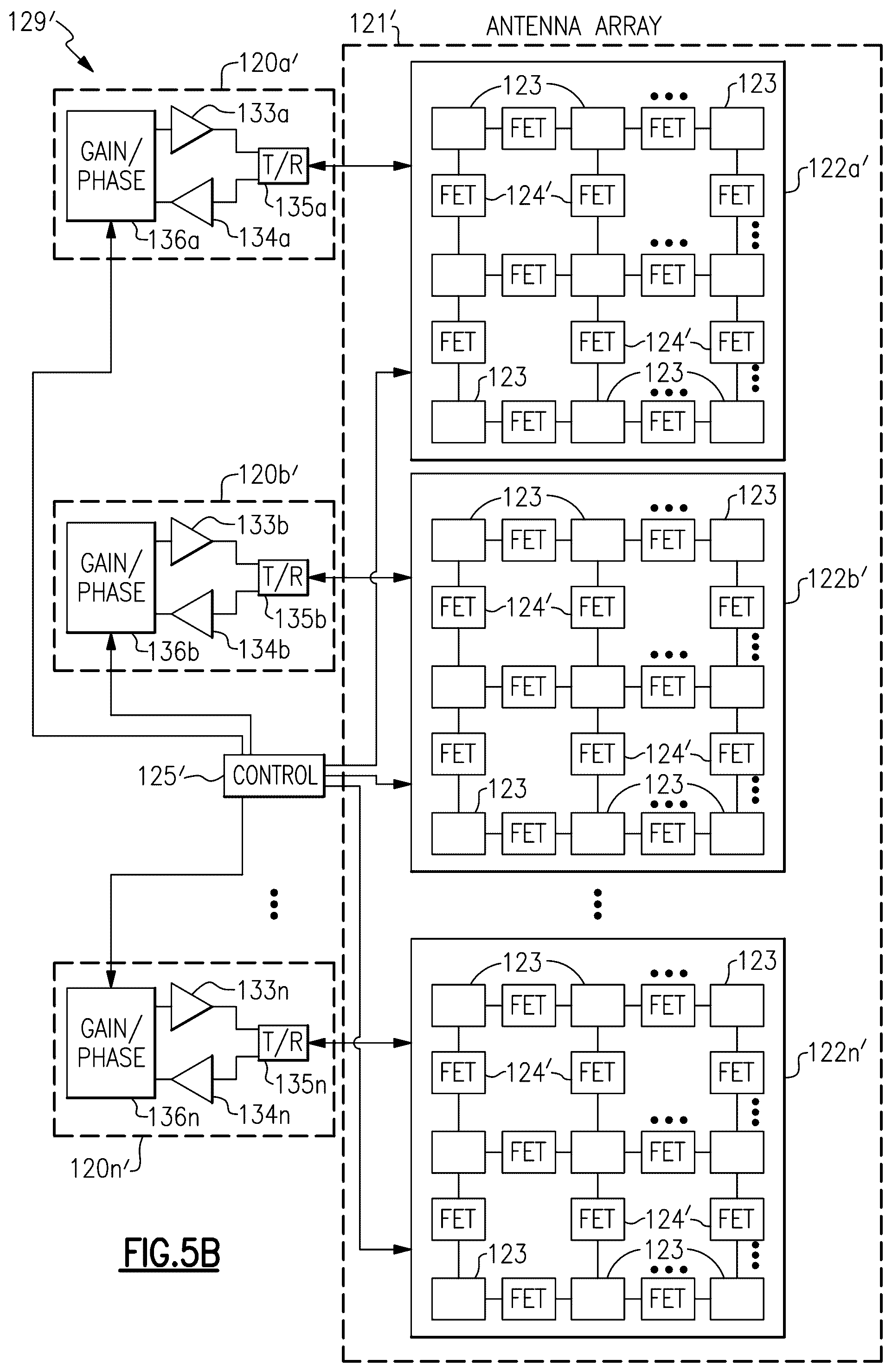 Patent US12323180 Figure 9 – Antenna array with antenna elements interconnected by controllable resistances