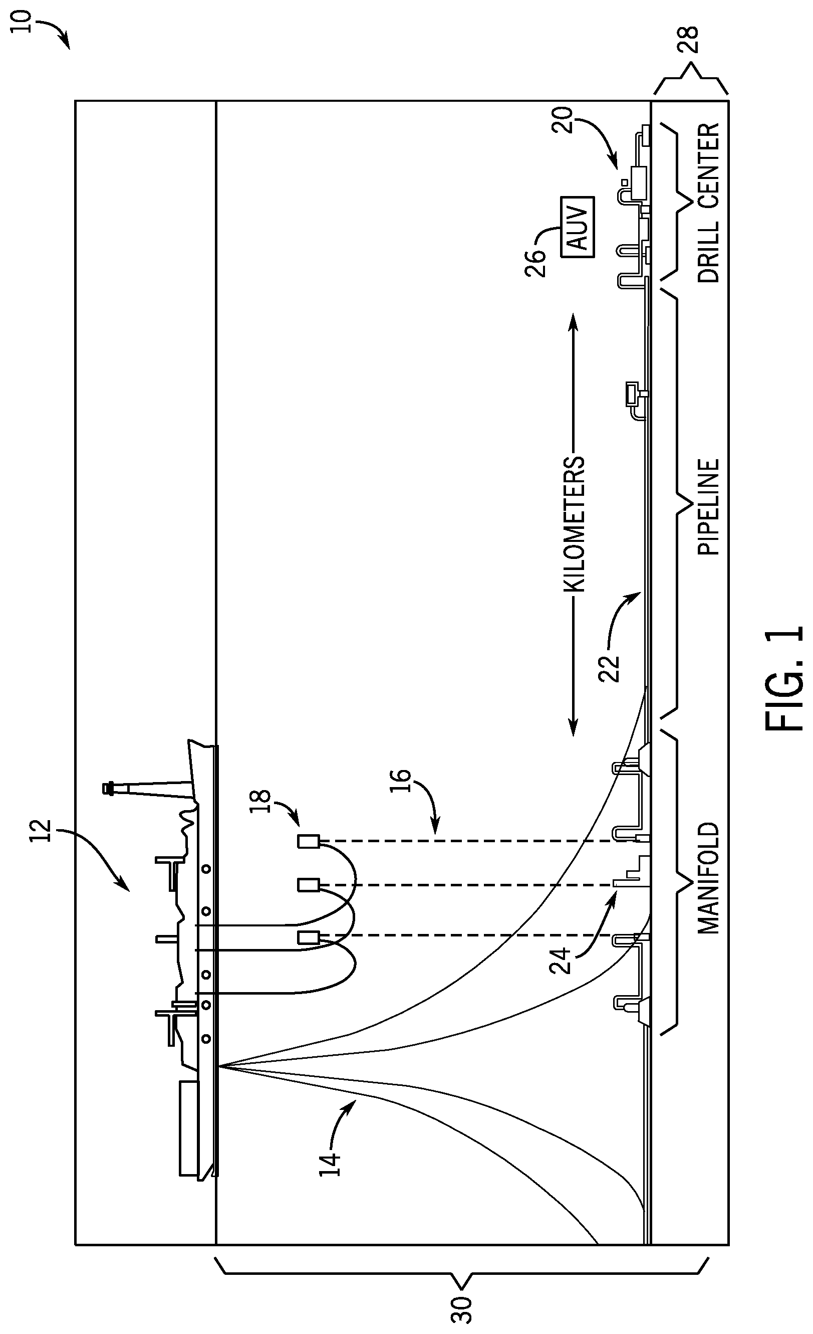 Patent US12323190 Figure 1 – Underwater communication network for autonomous underwater vehicles
