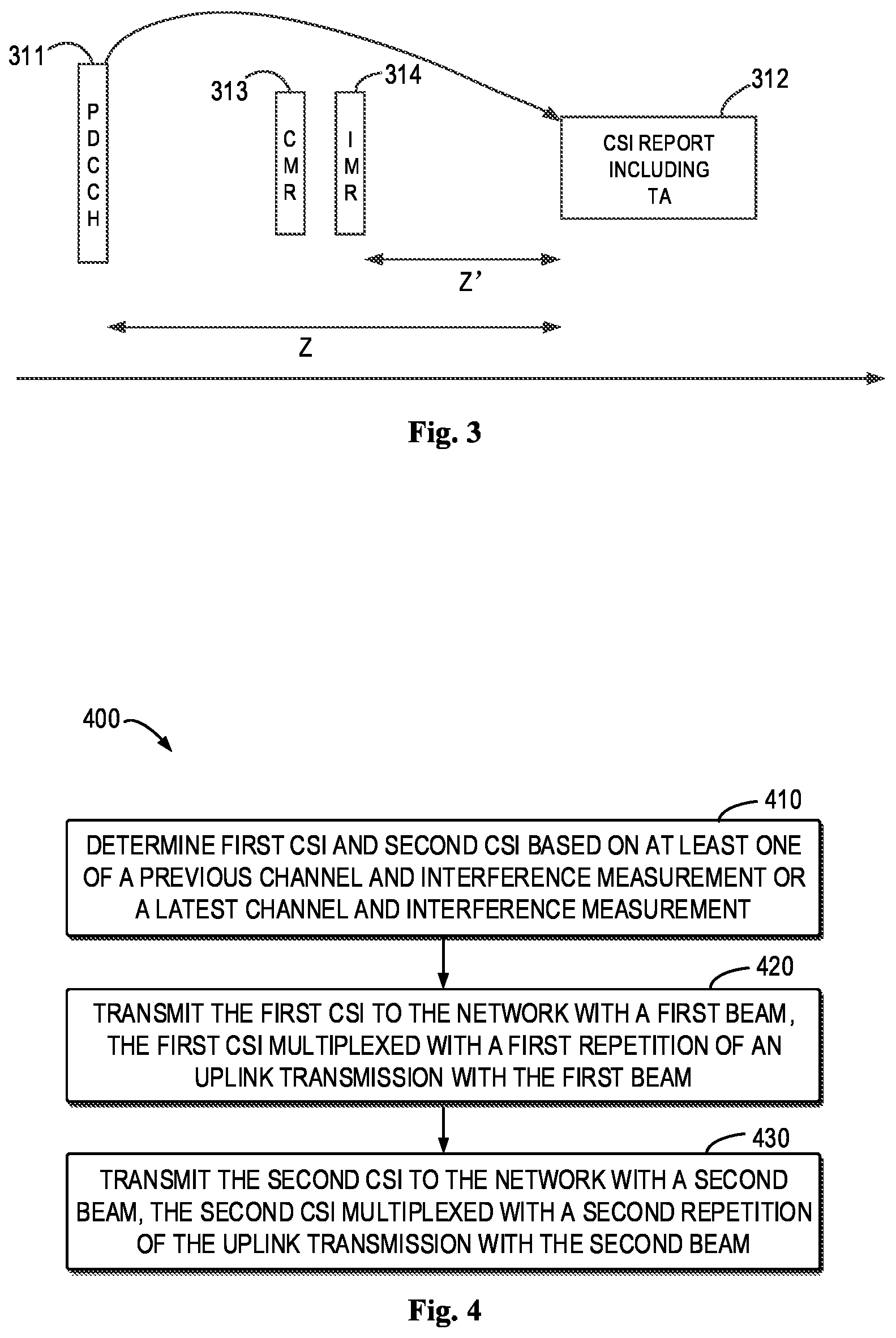 Patent US12323208 Figure 4 – Uplink transmission with repetitions