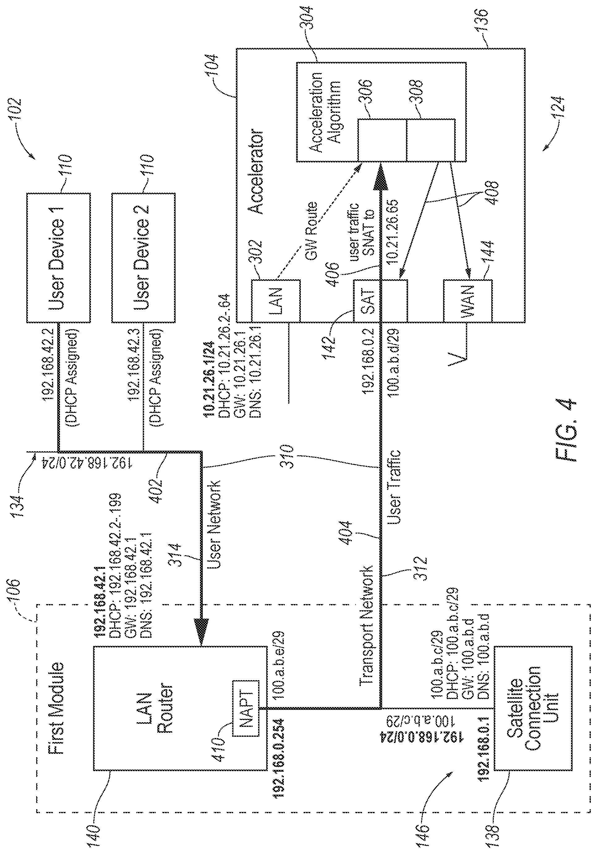 Patent US12323226 Figure 4 – Hybrid satellite internet access