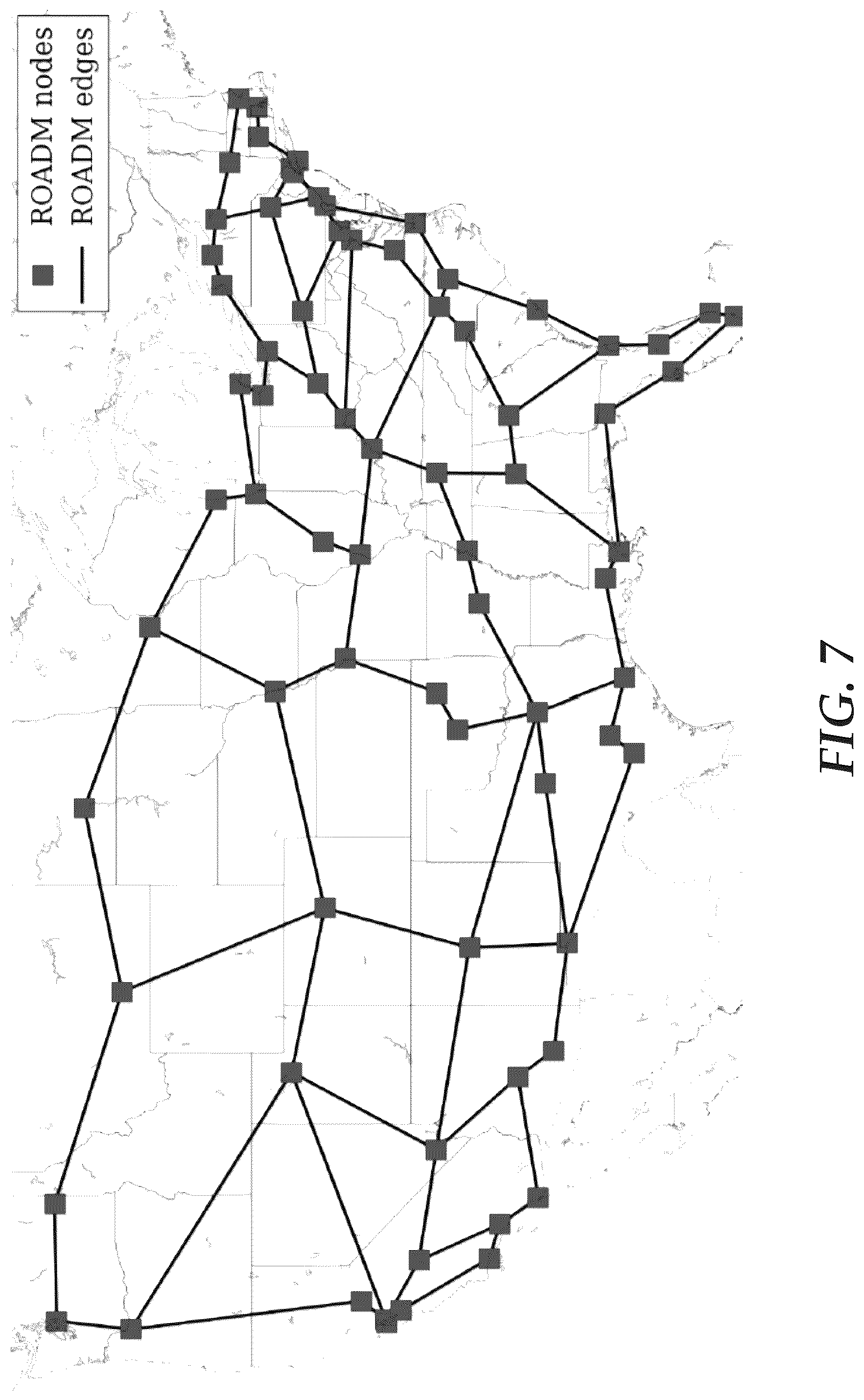 Patent US12323231 Figure 8 – Routing and regenerator planning in a carrier's core reconfigurable optical network