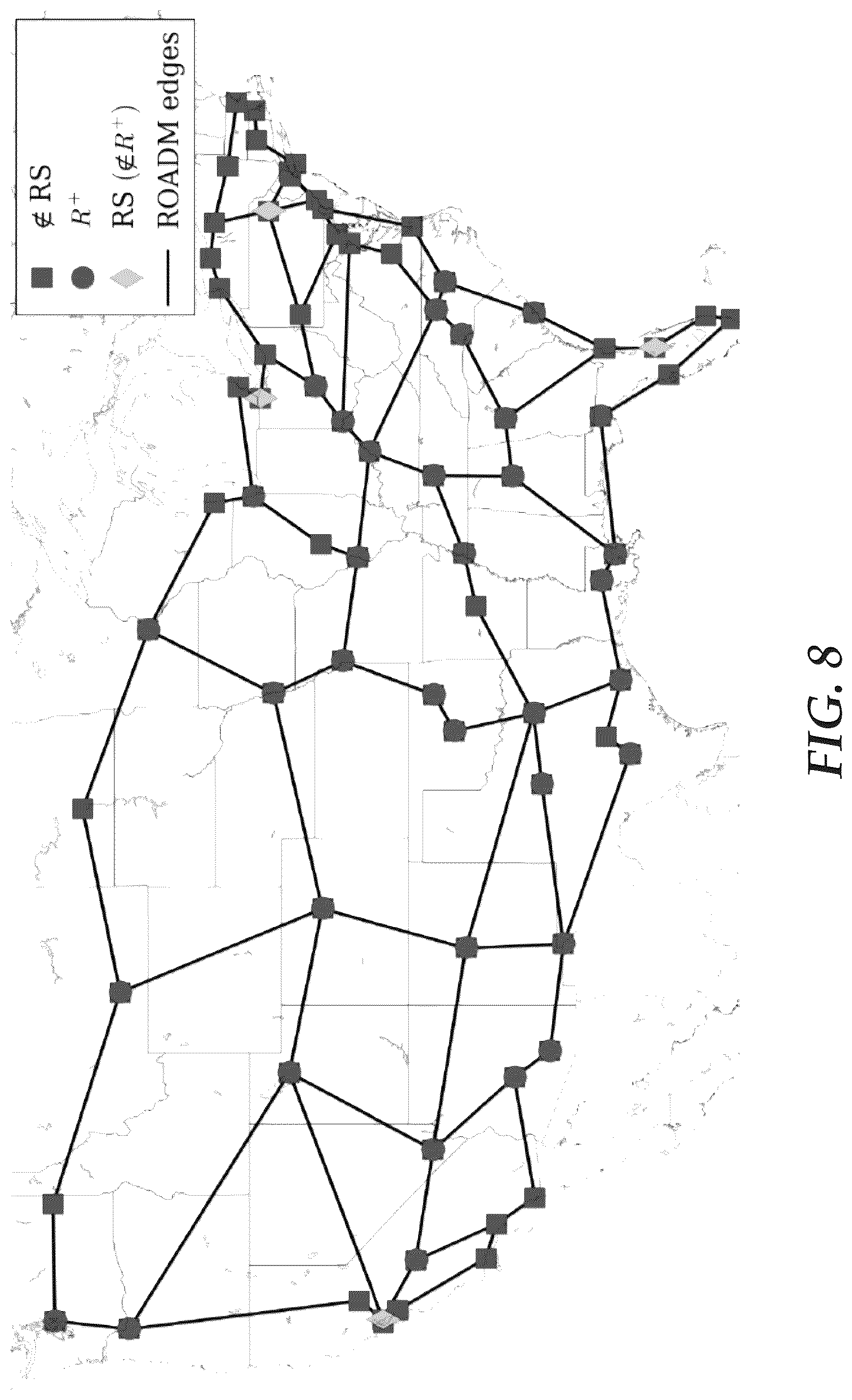 Patent US12323231 Figure 9 – Routing and regenerator planning in a carrier's core reconfigurable optical network