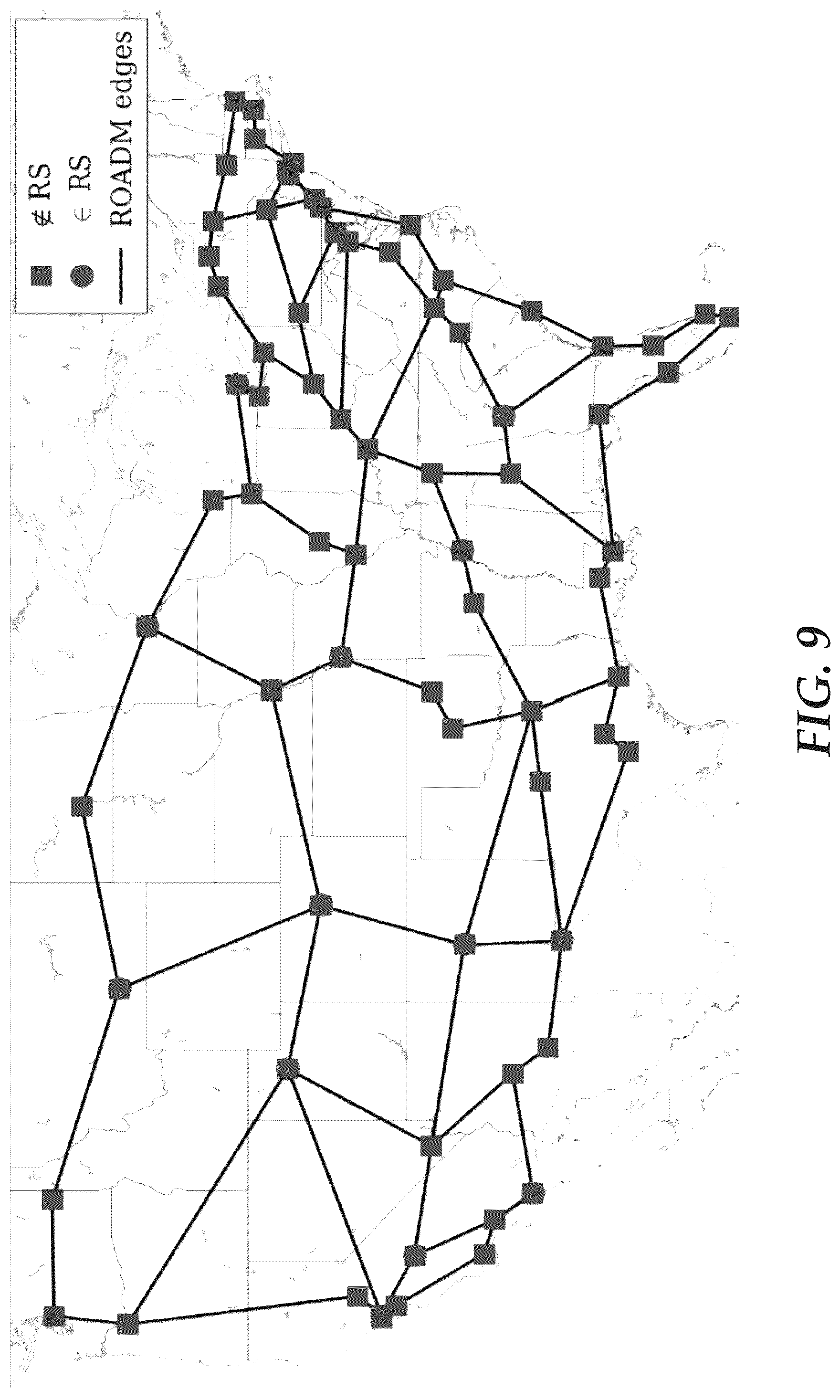 Patent US12323231 Figure 10 – Routing and regenerator planning in a carrier's core reconfigurable optical network