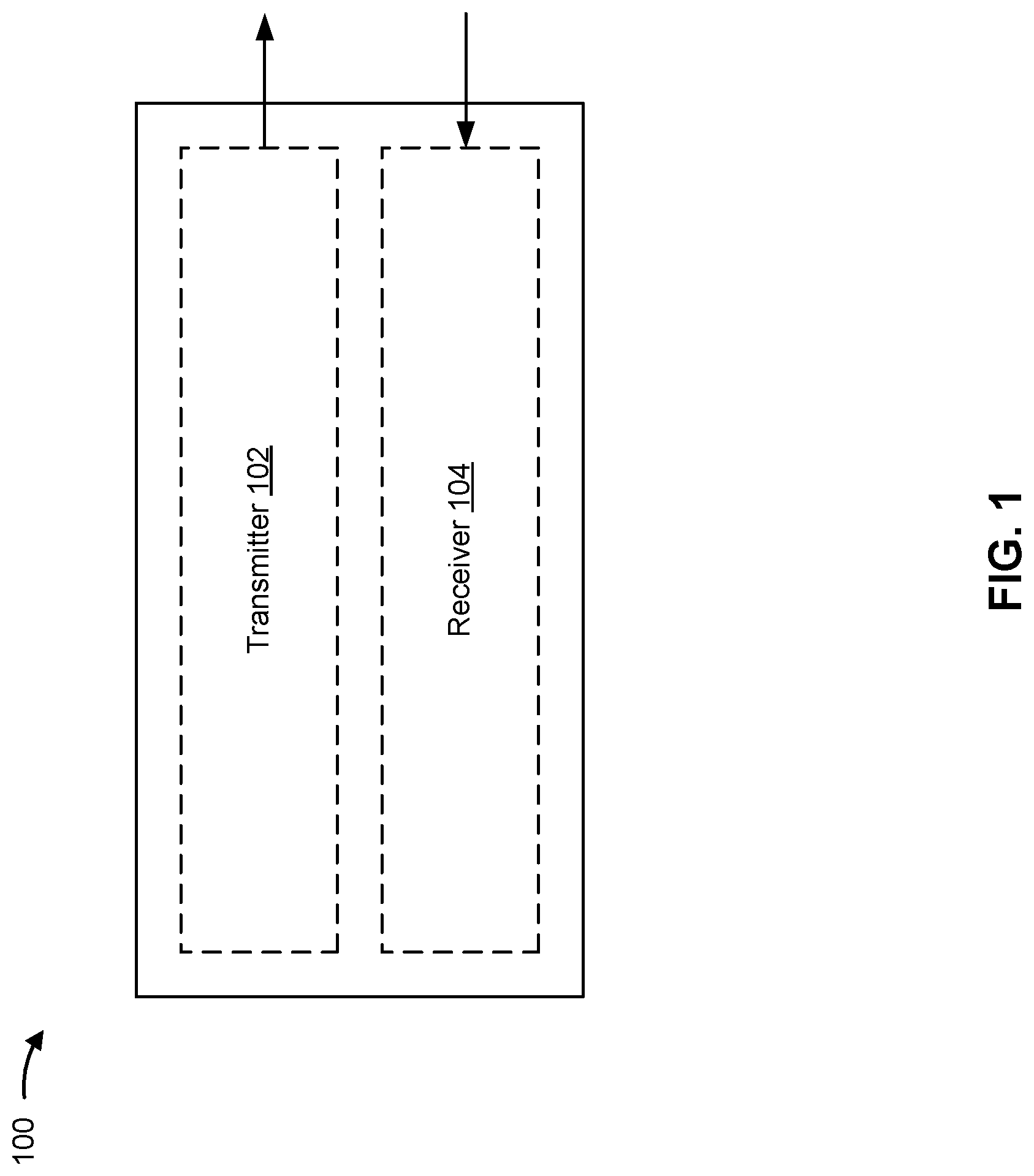 Patent US12323232 Figure 1 – Multi-carrier transmitter with integrated multiplexer and receiver with integrated demultiplexer