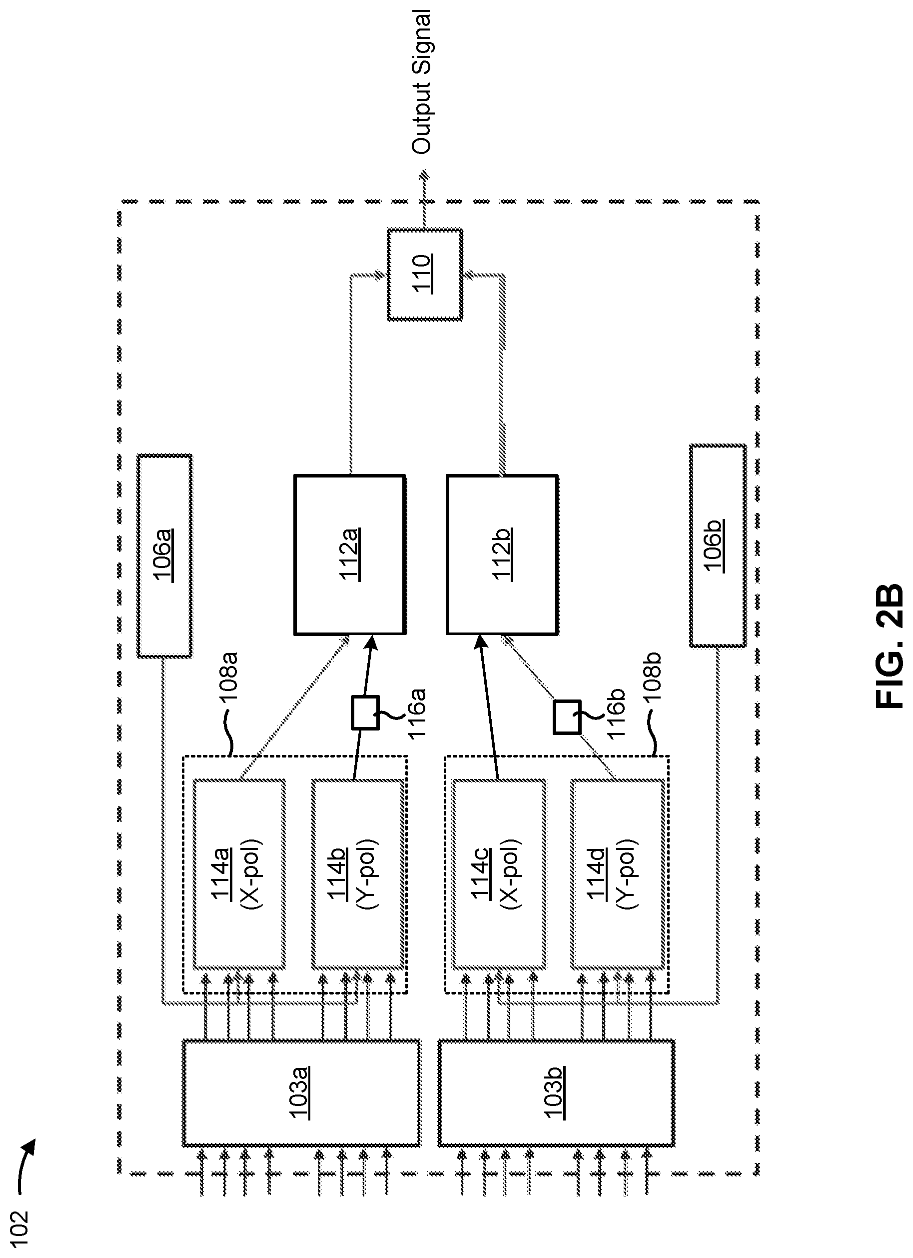 Patent US12323232 Figure 3 – Multi-carrier transmitter with integrated multiplexer and receiver with integrated demultiplexer