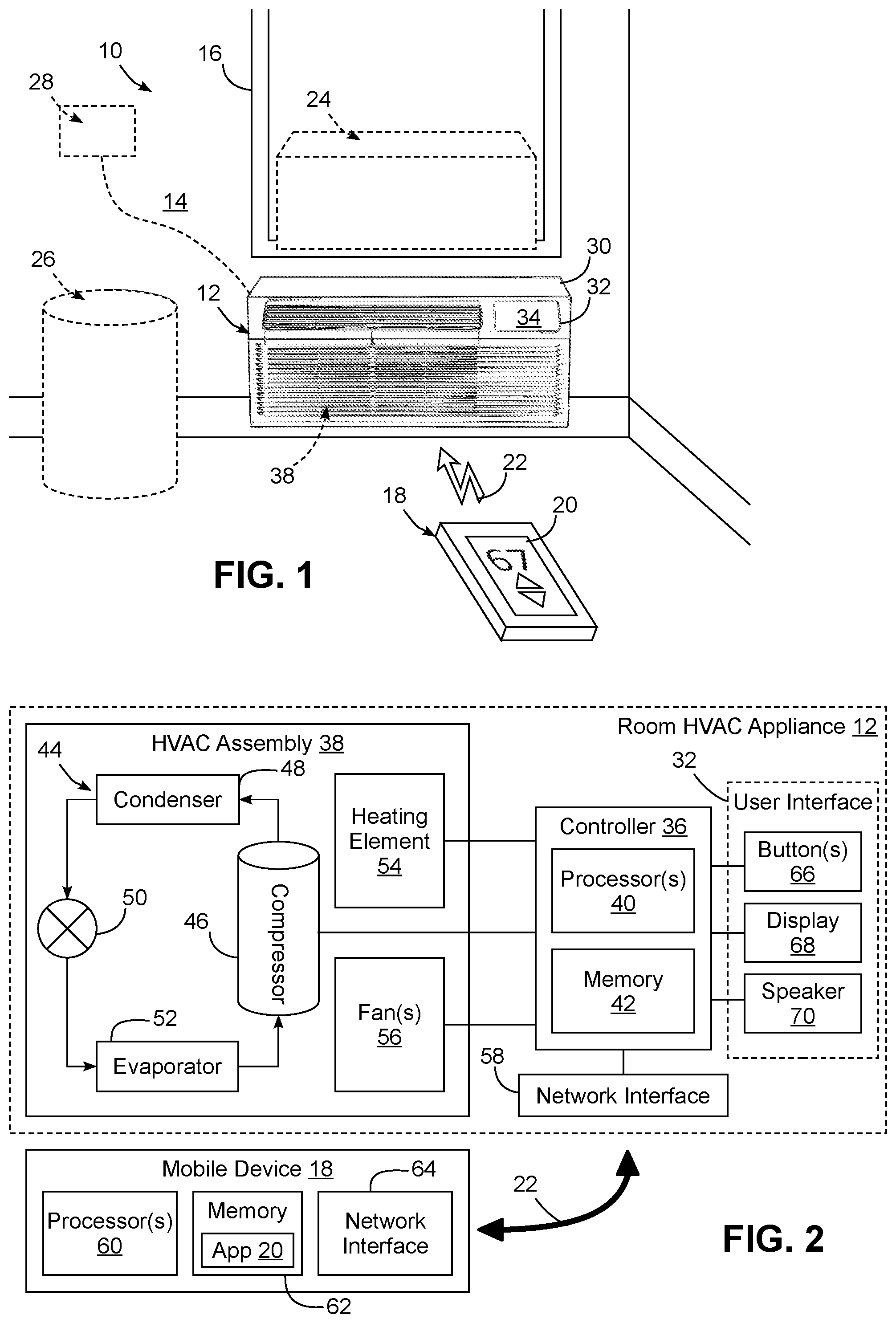 Patent US12323417 Figure 1 – Temporary two factor heating, ventilating, and air conditioning (HVAC) appliance authentication