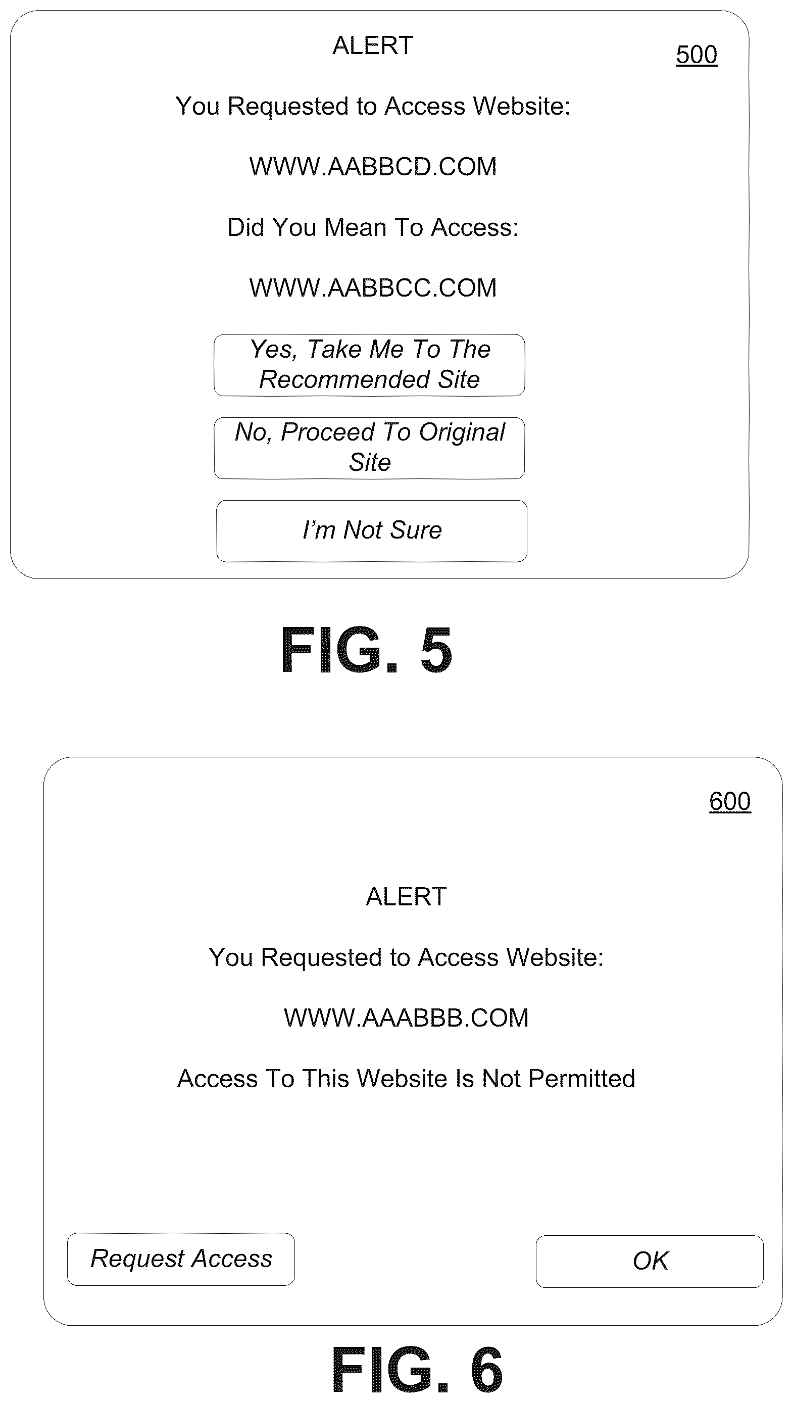 Patent US12323460 Figure 12 – Typosquatting detection and notification