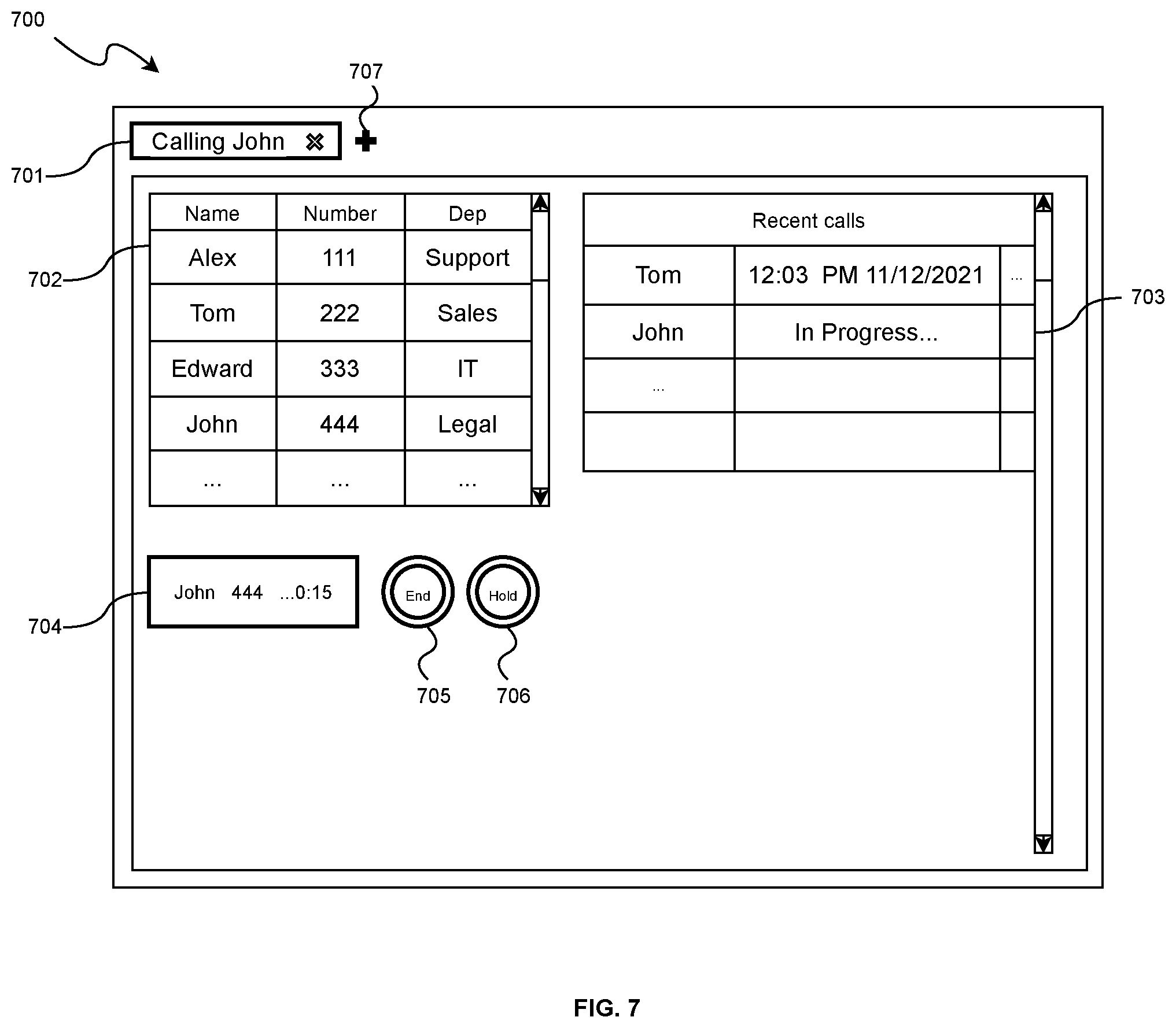 Patent US12323470 Figure 7 – Systems and methods for handling calls in multiple browser tabs