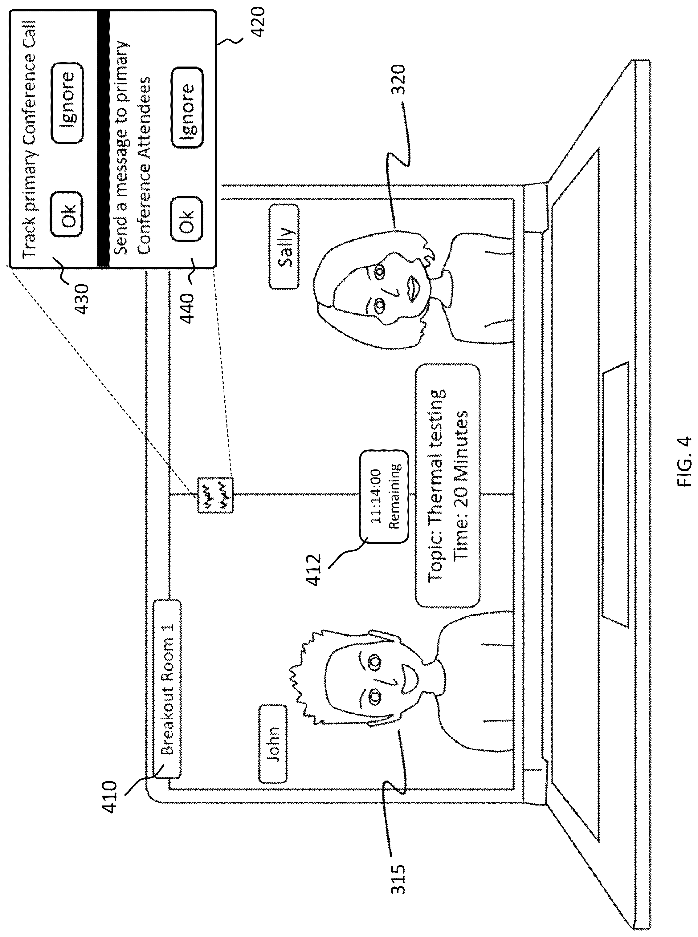 Patent US12323473 Figure 5 – Breakout of participants in a conference call