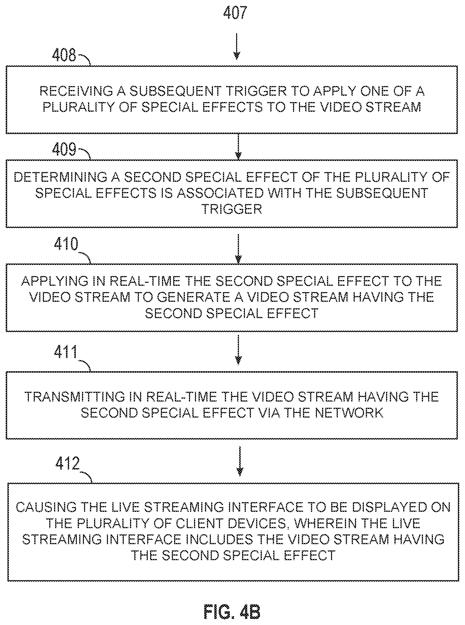 Patent US12323478 Figure 5 – Triggering changes to real-time special effects included in a live streaming video