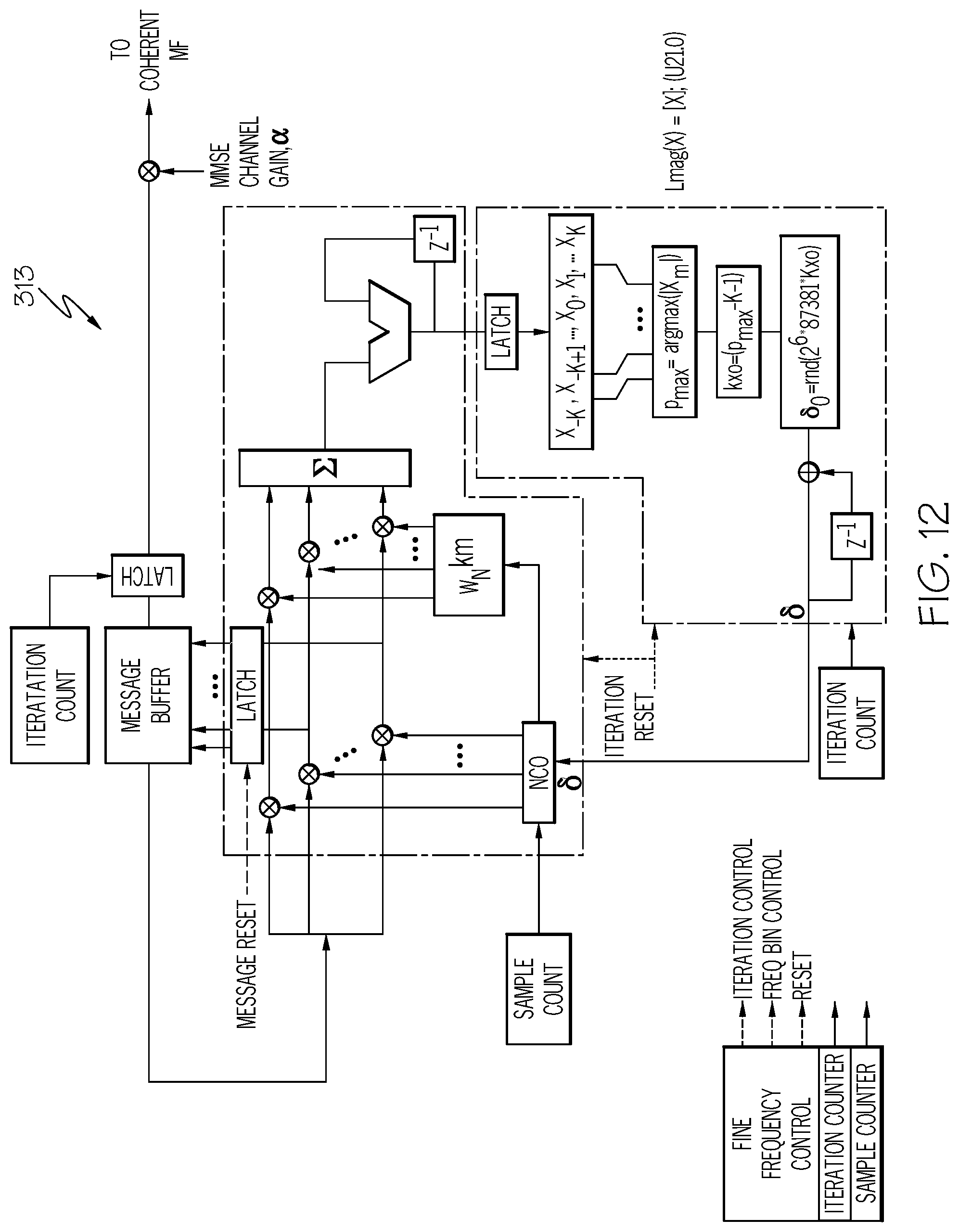 Patent US12323505 Figure 12 – Receiver with coherent matched filter