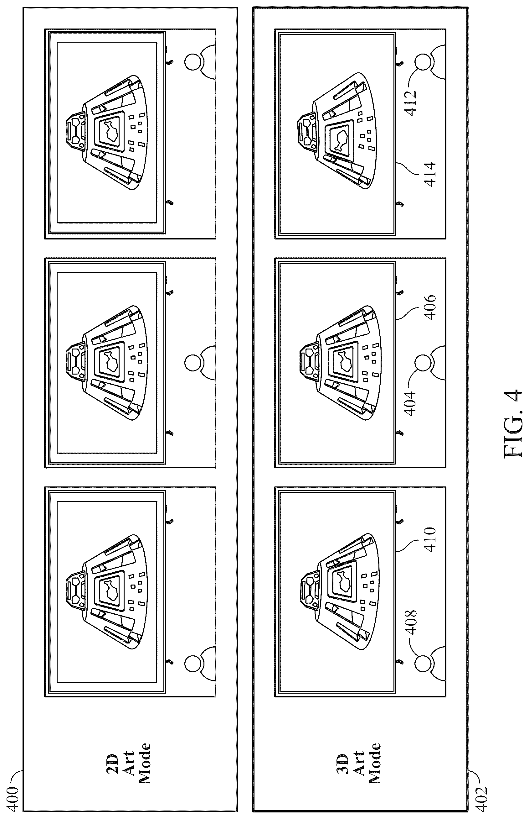 Patent US12323567 Figure 4 – 3D arts viewing on display devices