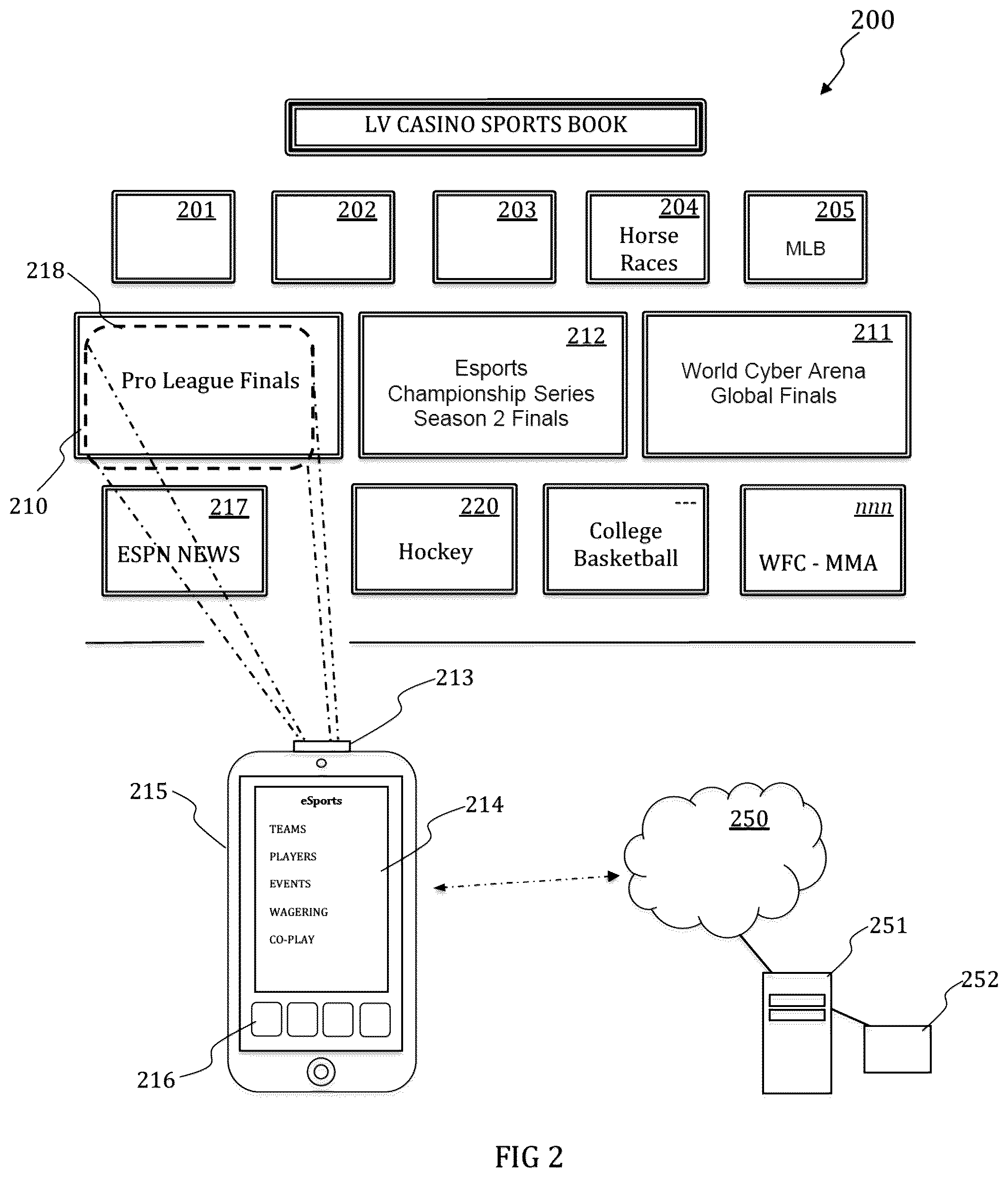 Patent US12323648 Figure 2 – Systems and methods for immersing spectators in sporting event and evaluating spectator-participant performance
