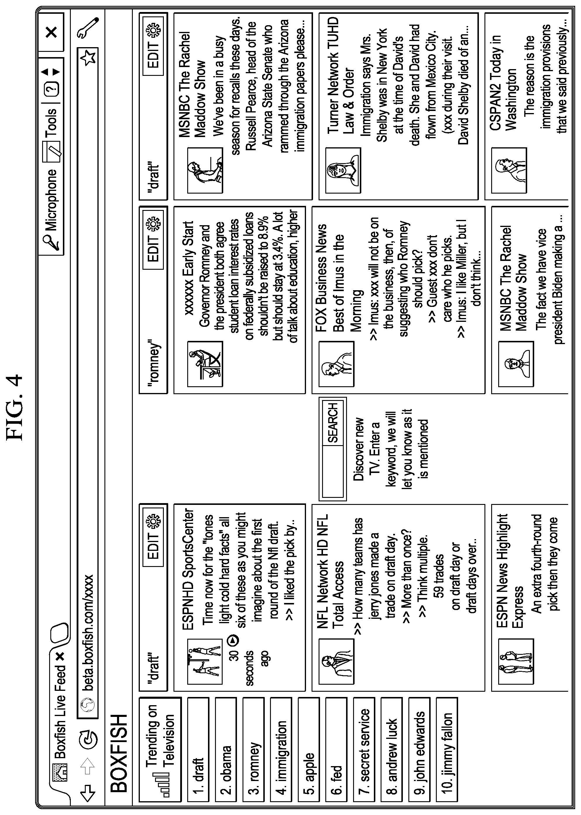 Patent US12323673 Figure 4 – Audiovisual content item transcript search engine