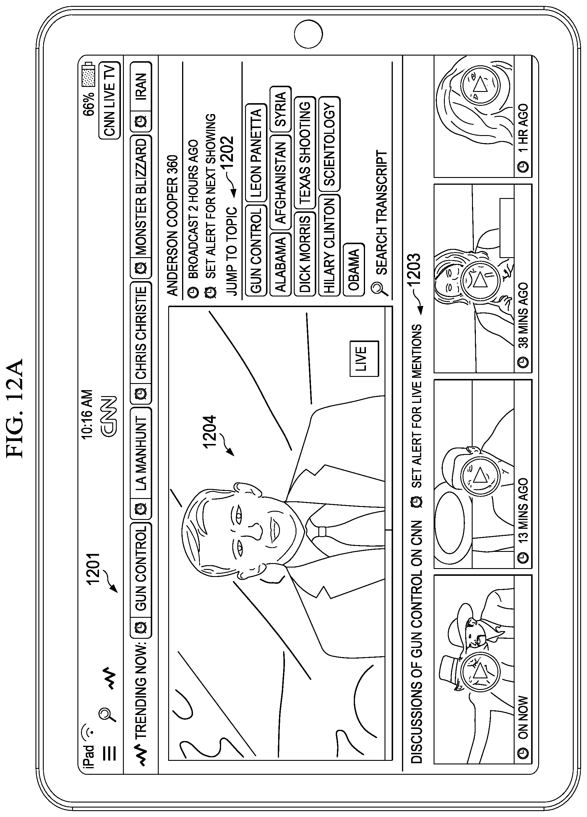 Patent US12323673 Figure 13 – Audiovisual content item transcript search engine