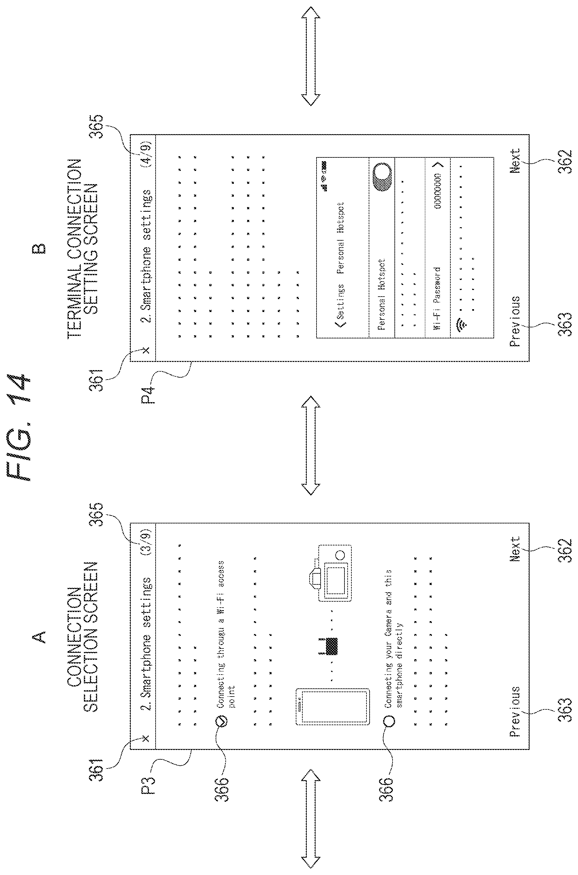 Patent US12323693 Figure 14 – Information processing device, information processing method, and program with user interface control for connection setting modes