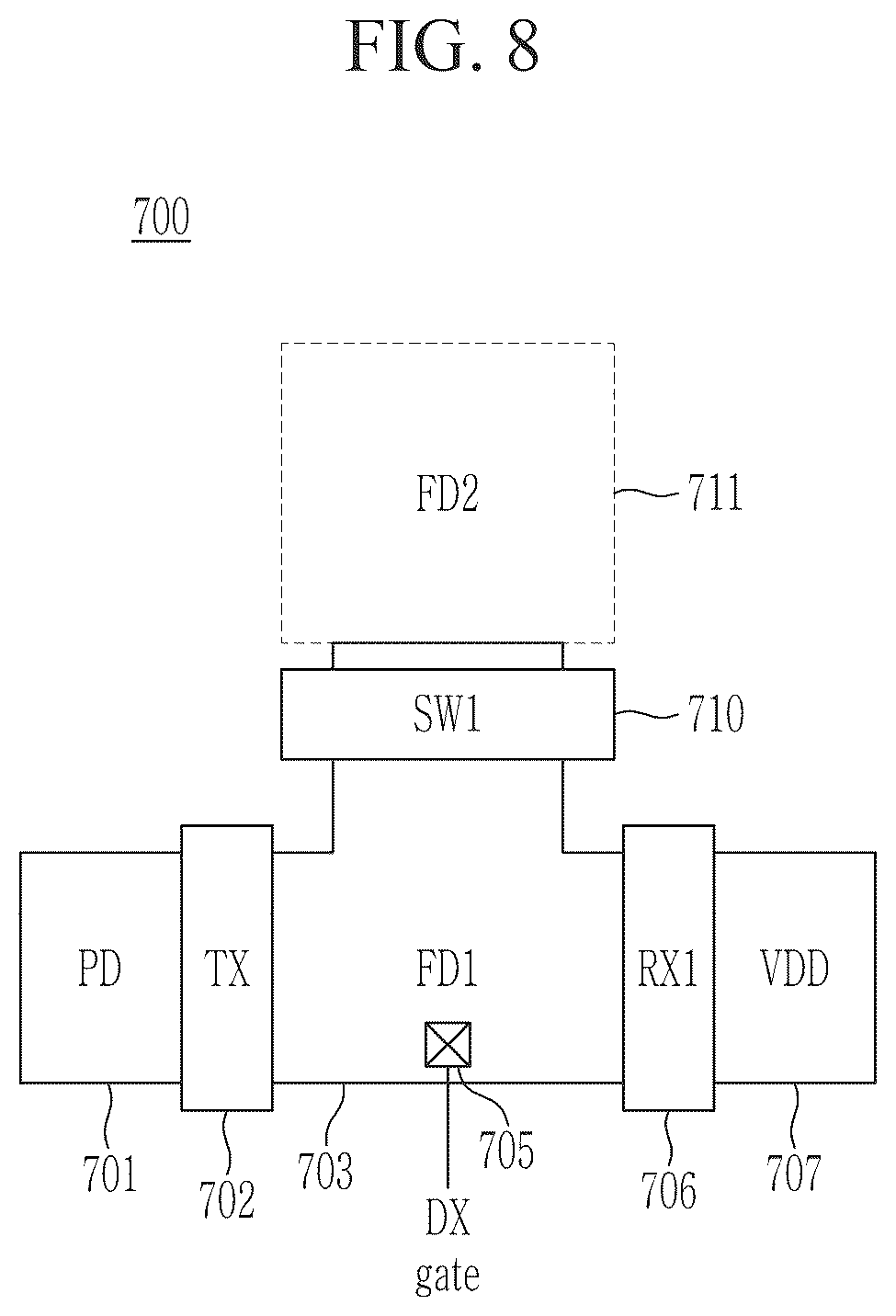 Patent US12323721 Figure 8 – Image sensor