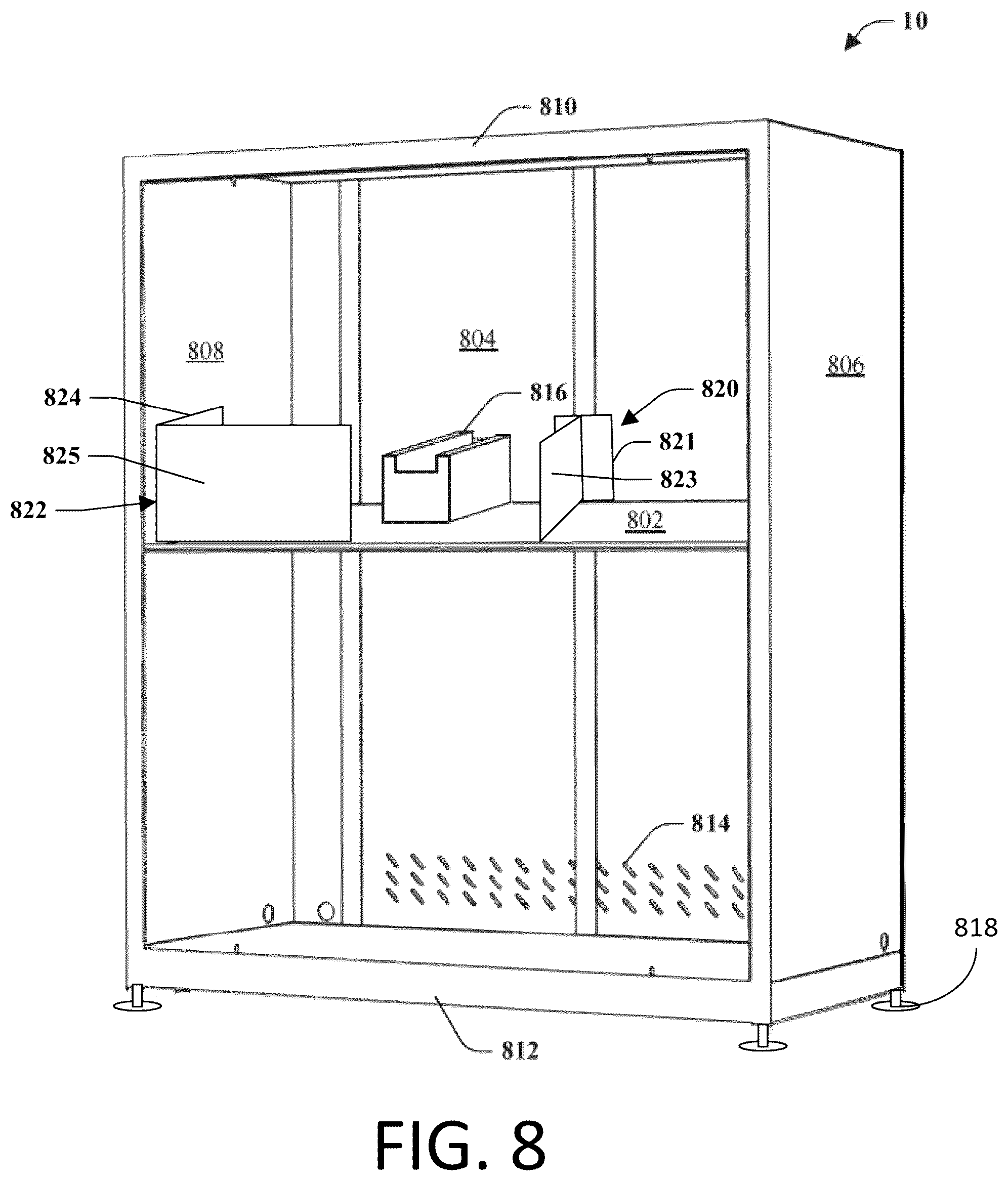Patent US12323743 Figure 8 – Storage room with inventory control