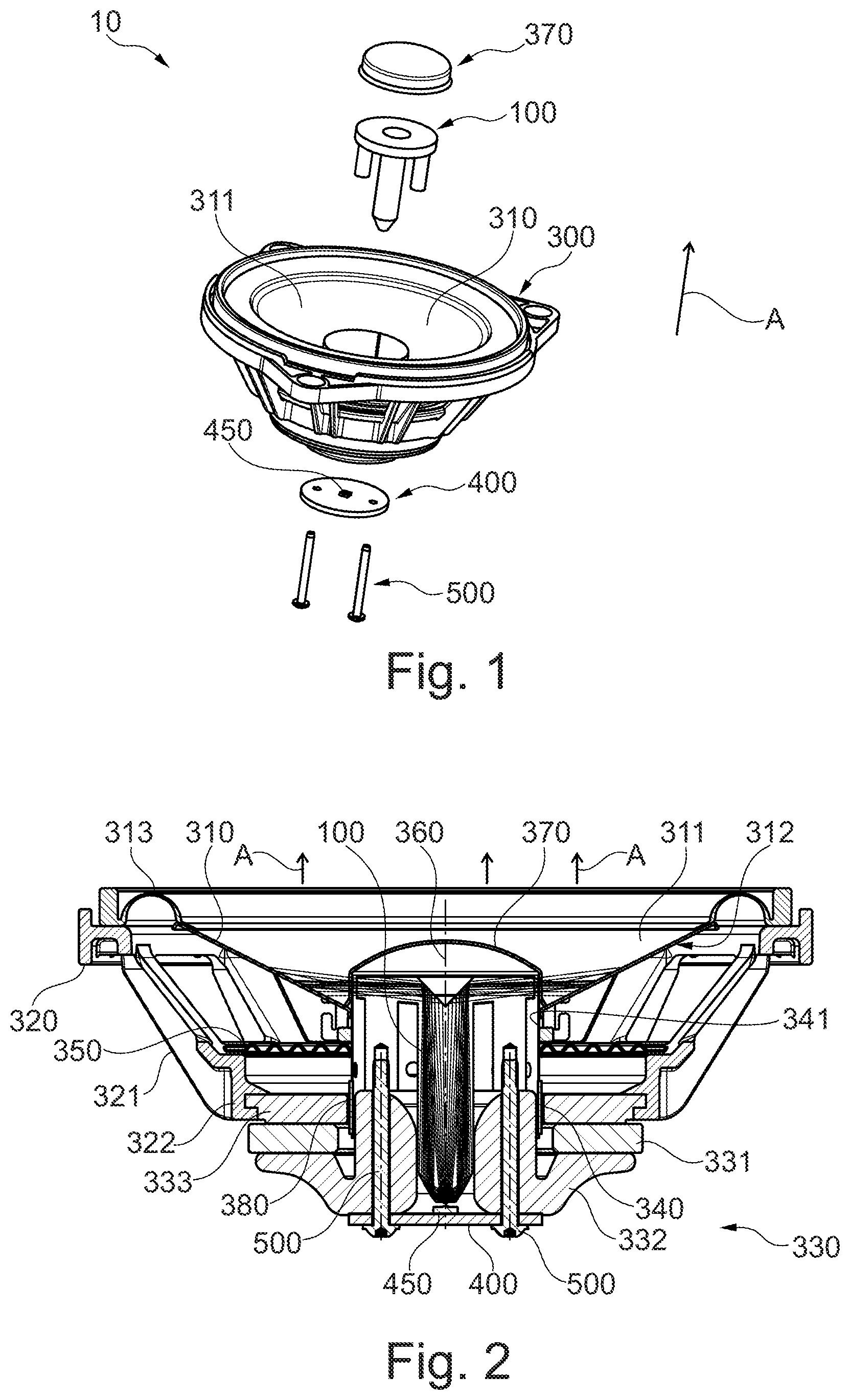 Patent US12323752 Figure 1 – Audio speaker dust cap illumination