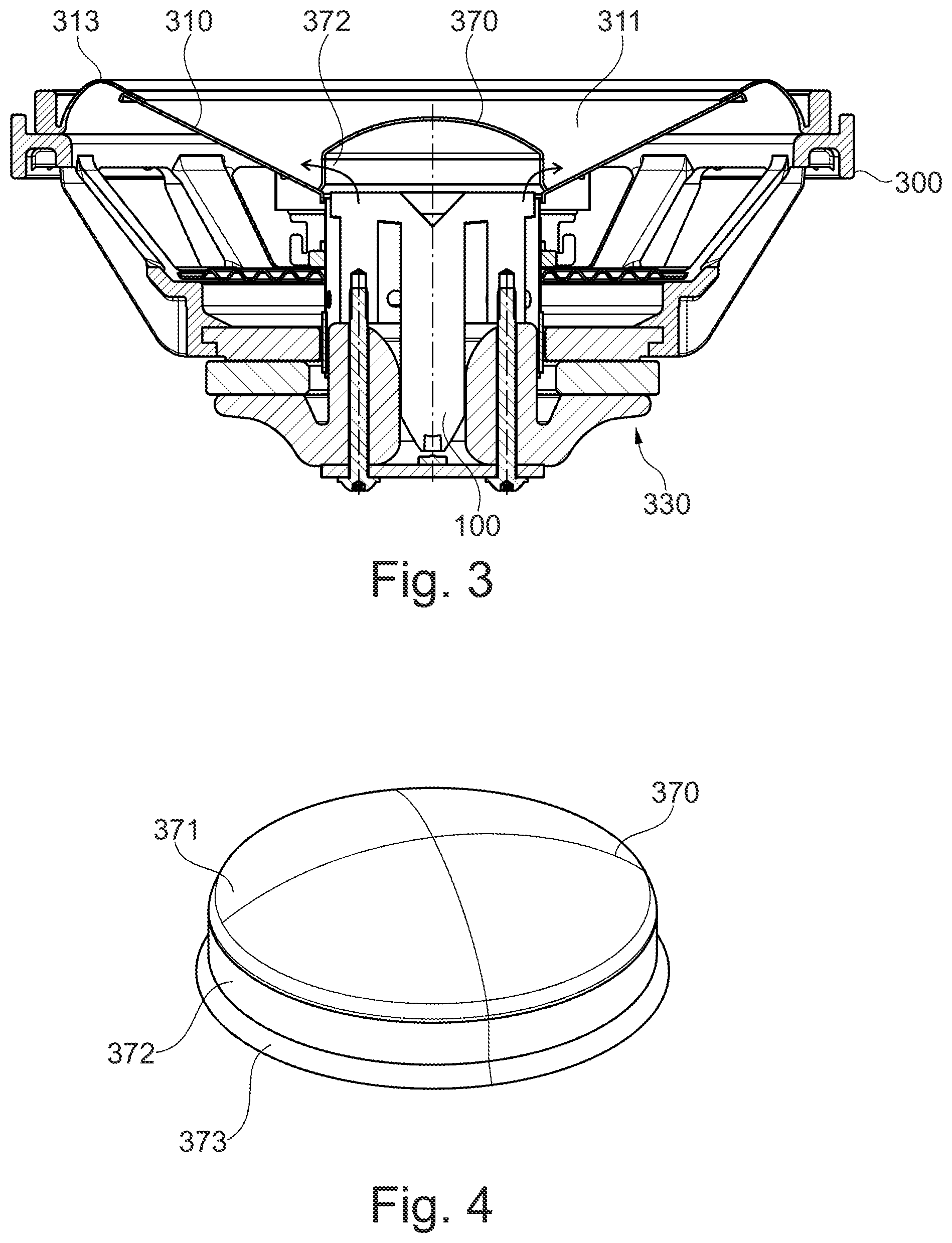 Patent US12323752 Figure 2 – Audio speaker dust cap illumination