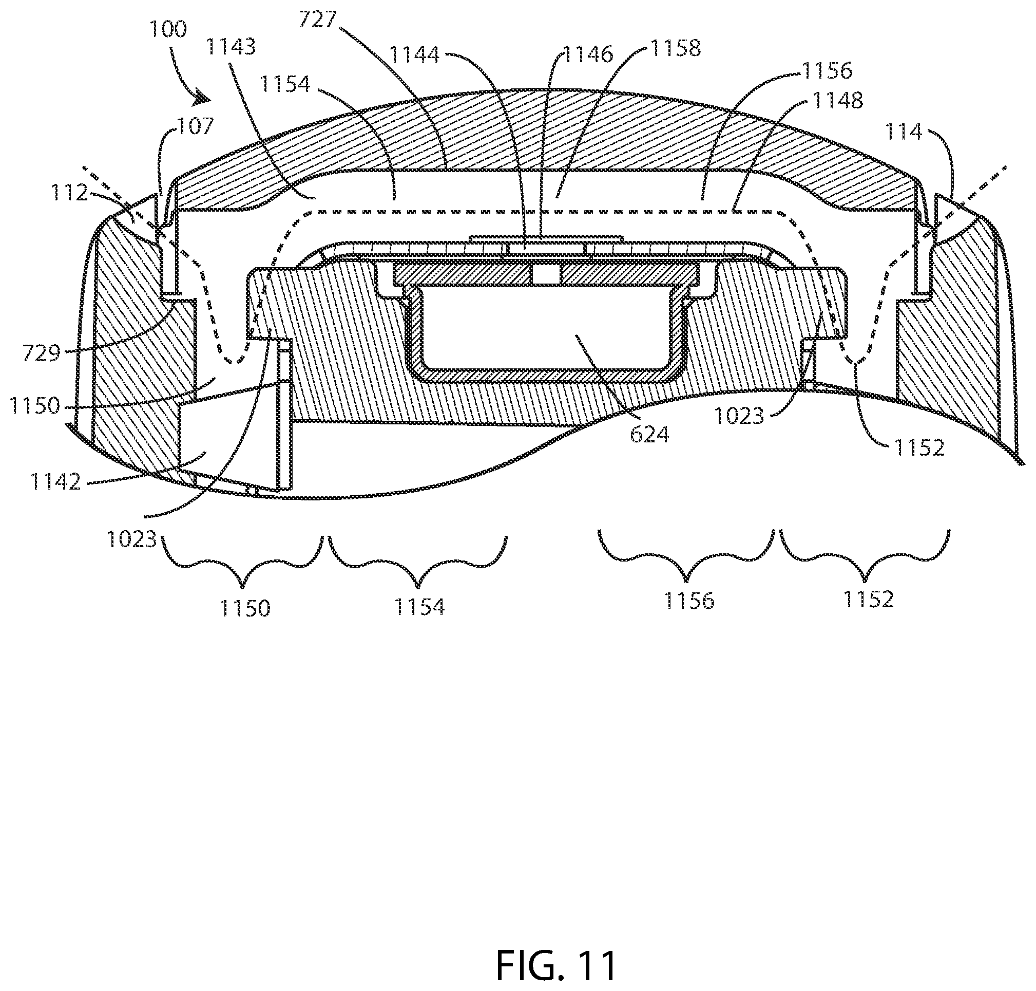 Patent US12323772 Figure 11 – Ear-wearable device with foreign material trap