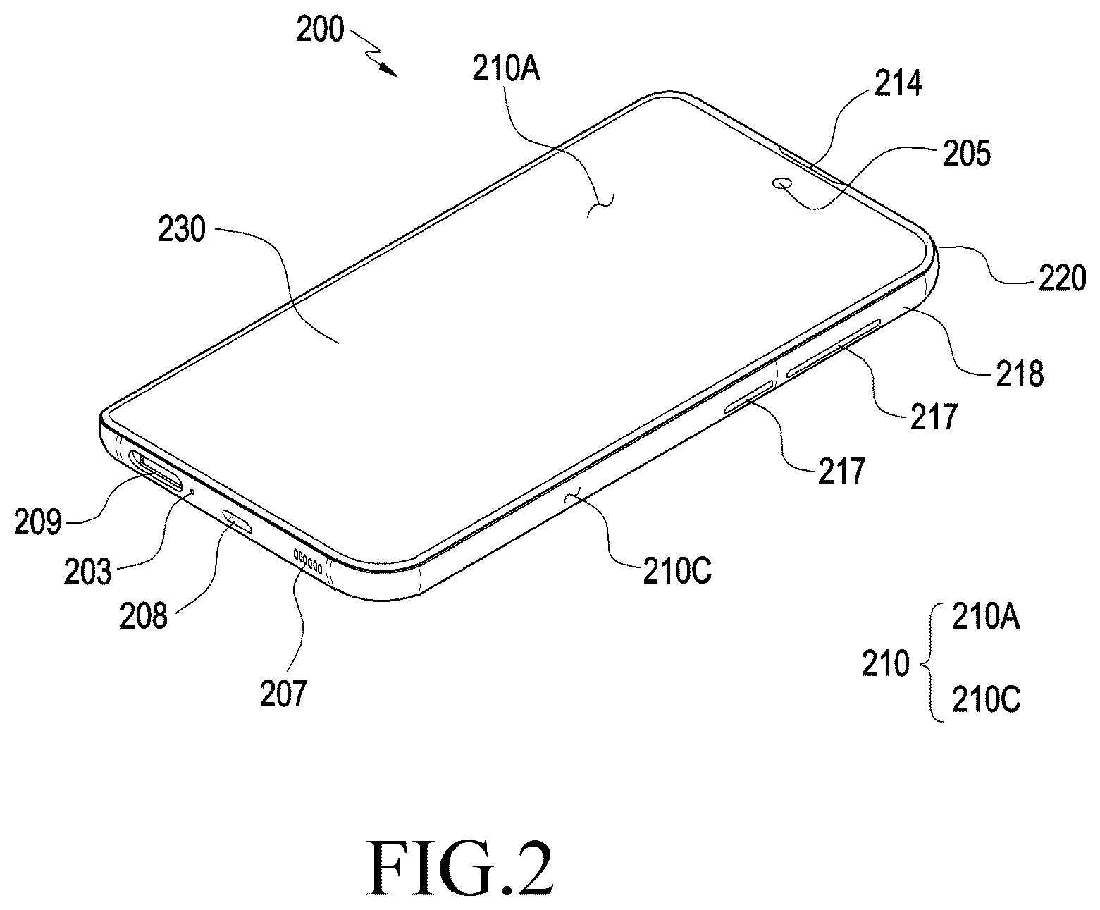 Patent US12323775 Figure 2 – Electronic device including flexible printed circuit board